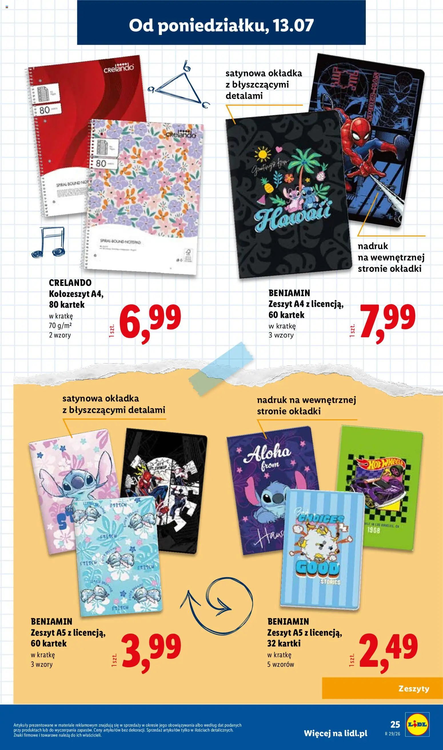 Lidl Katalog od 09.07.2026 | Strona: 25 | Produkty: Hot wheels, Notebook, Zeszyt, Zeszyty