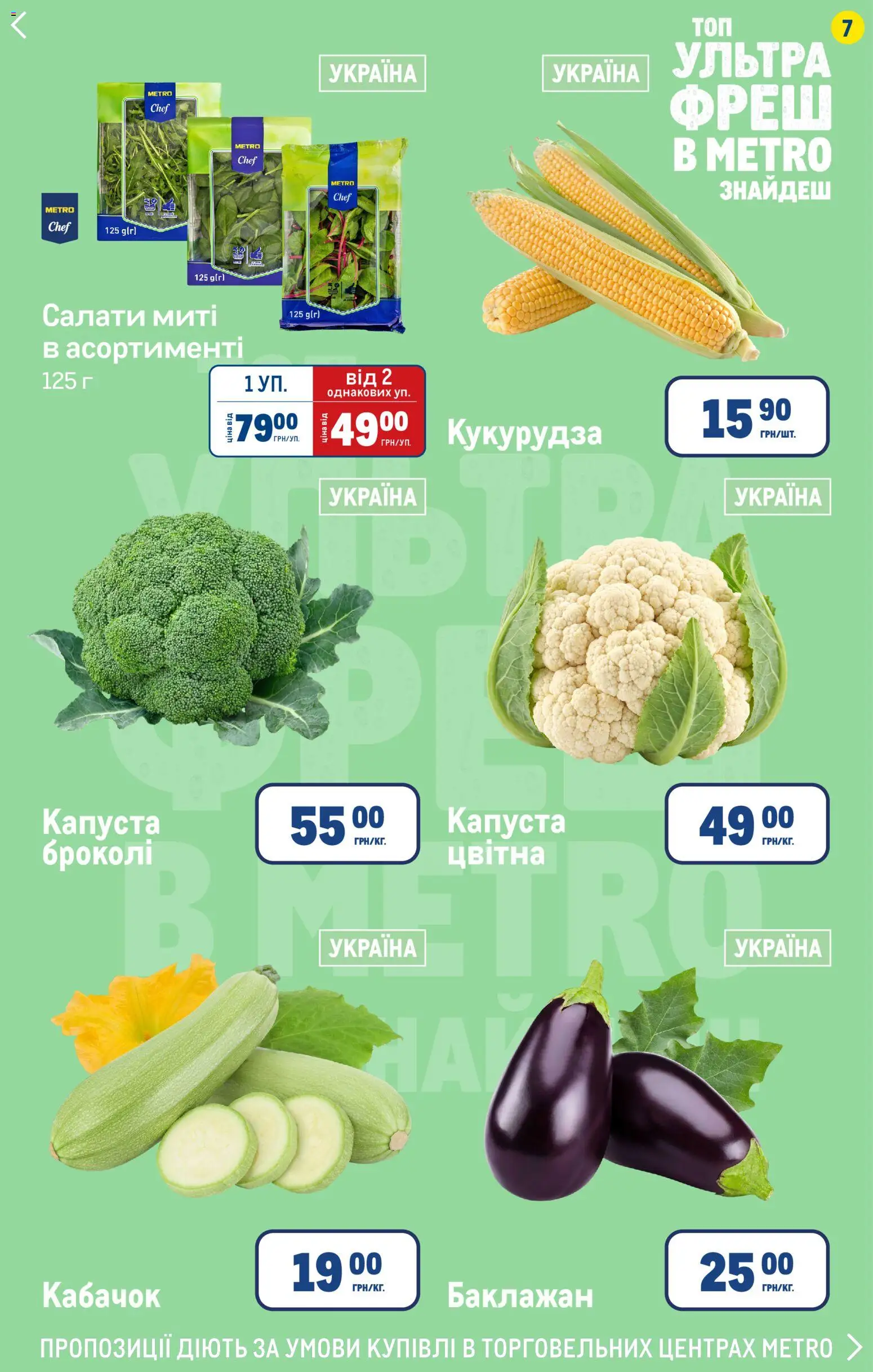 Metro Kаталог - дійснийкції з 06.08.2026 | Сторінка: 7 | Товари: Баклажан, Капуста, Броколі, Кабачок