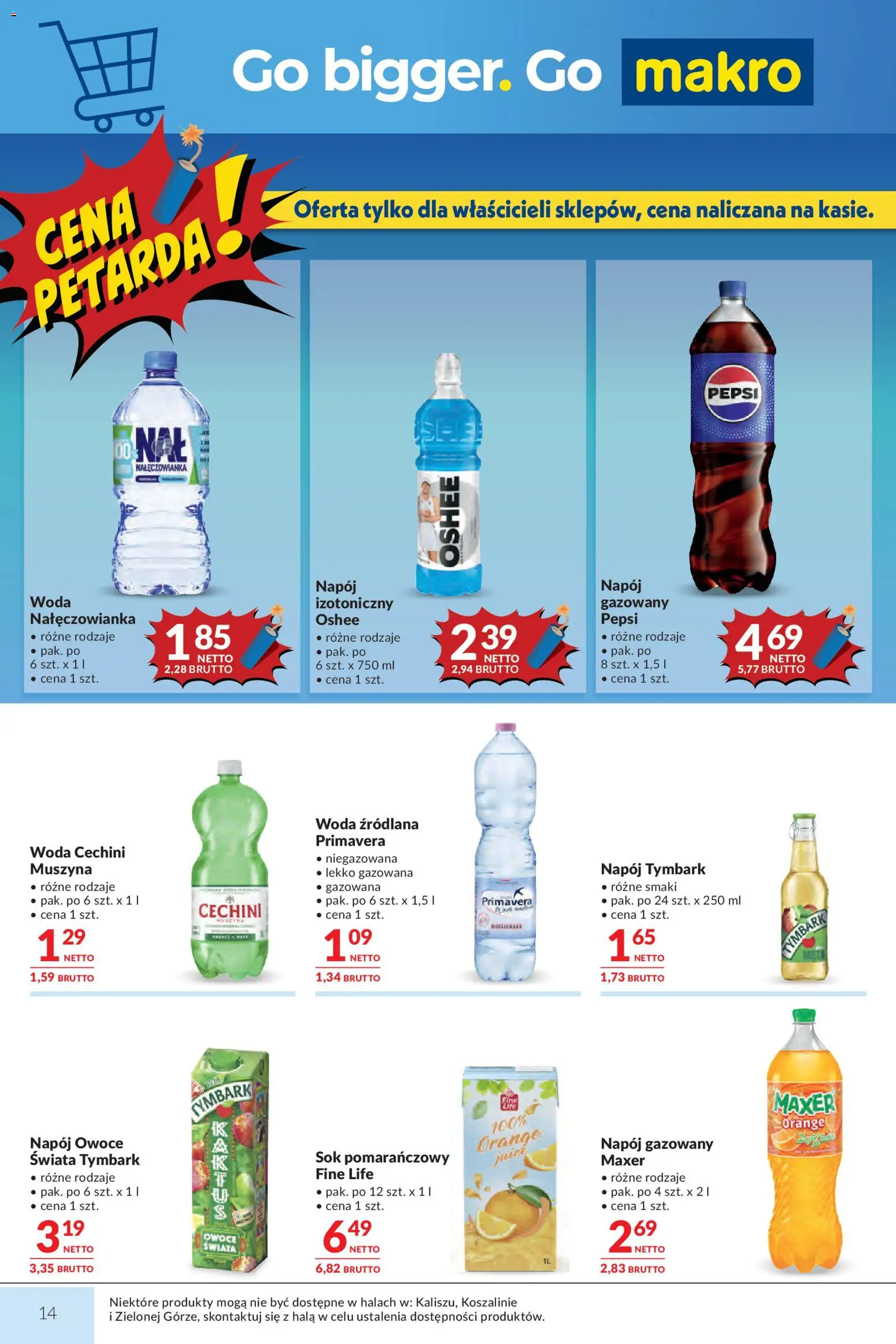Makro gazetka od 12.05.2026 | Strona: 14 | Produkty: Sok pomarańczowy, Sok, Woda, Owoce