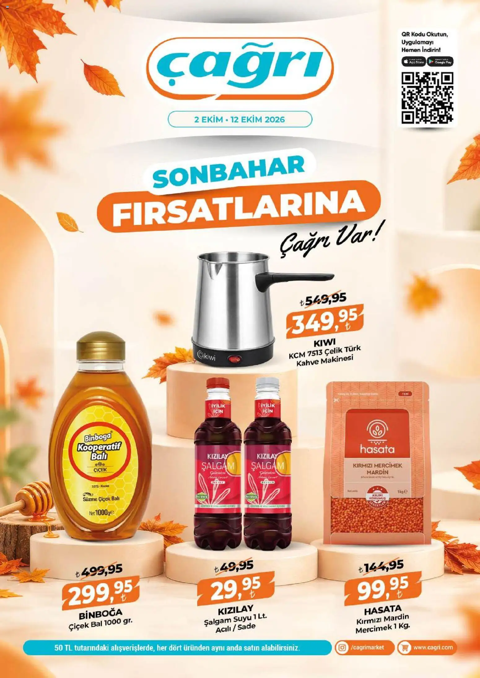 Çağrı Market - Güncel Katalog - 02 Ekim 2026 tarihinden itibaren geçerlidir | Sayfa: 1 | Ürünler: Şalgam, Mercimek, Kahve, Kahve makinesi