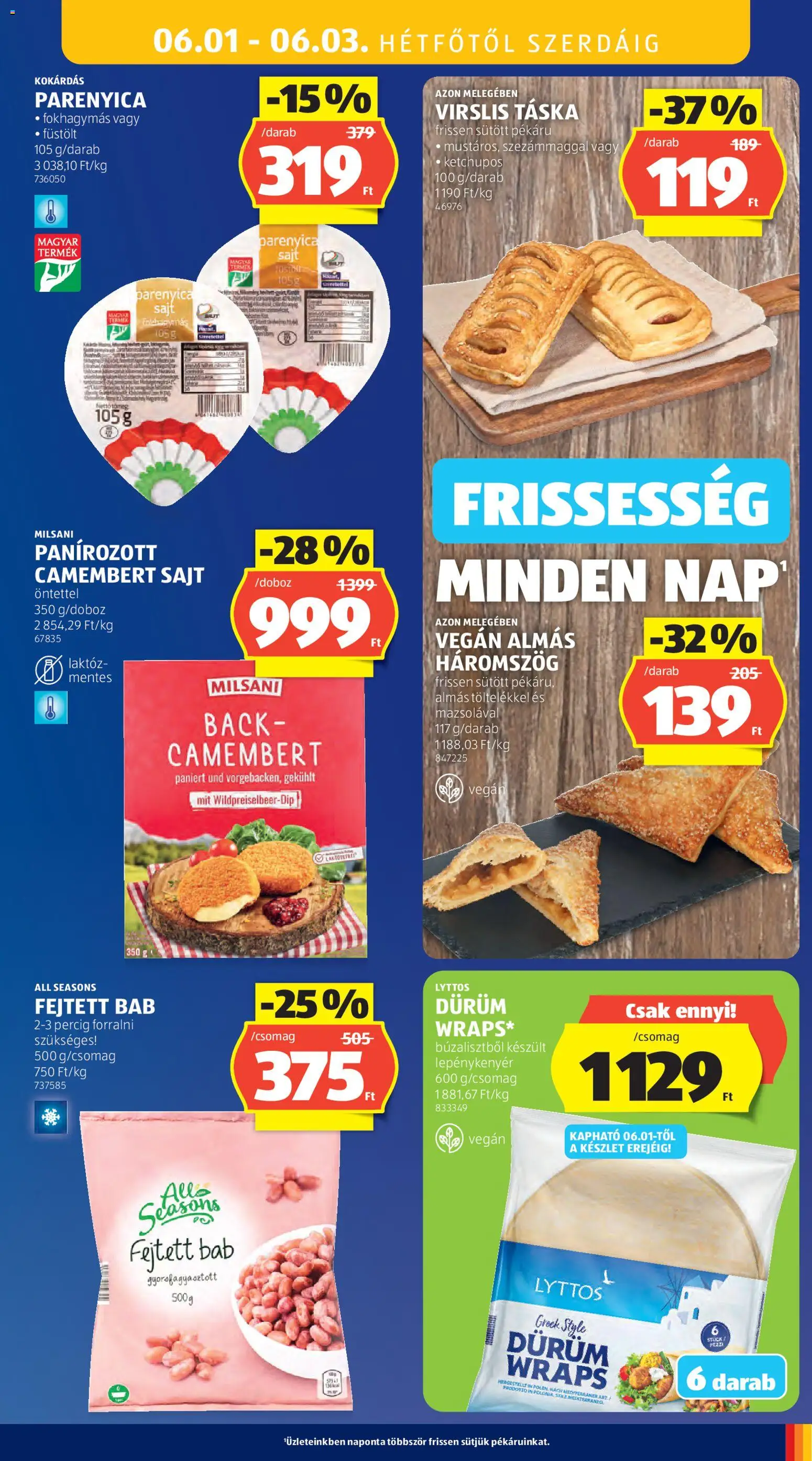 Aldi akciós ujság - amely érvényes a következő dátumtól: 28.05.2026 | Oldal: 37 | Termékek: Táska, Parenyica sajt, Vegán, Camembert