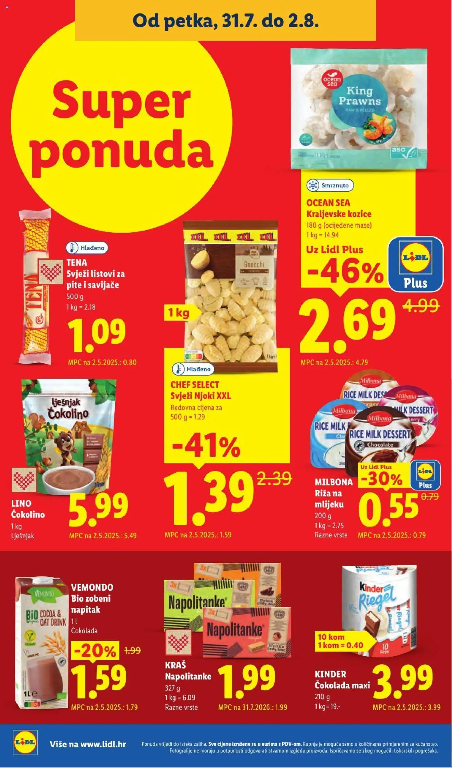 Lidl katalog | vrijedi od 23.07.2026 | Stranica: 70 | Proizvodi: Njoki, Lješnjak, Napolitanke, Čokolino