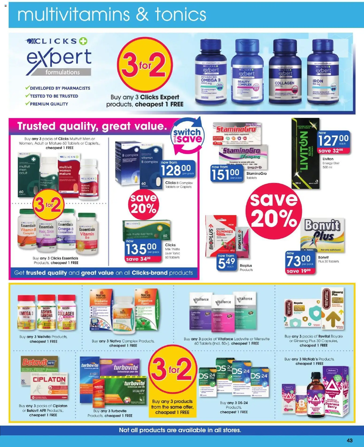 New Clicks catalogue – valid from 11/08/2026 | Page: 43 | Products: Liver, Multivitamins, Milk, Switch