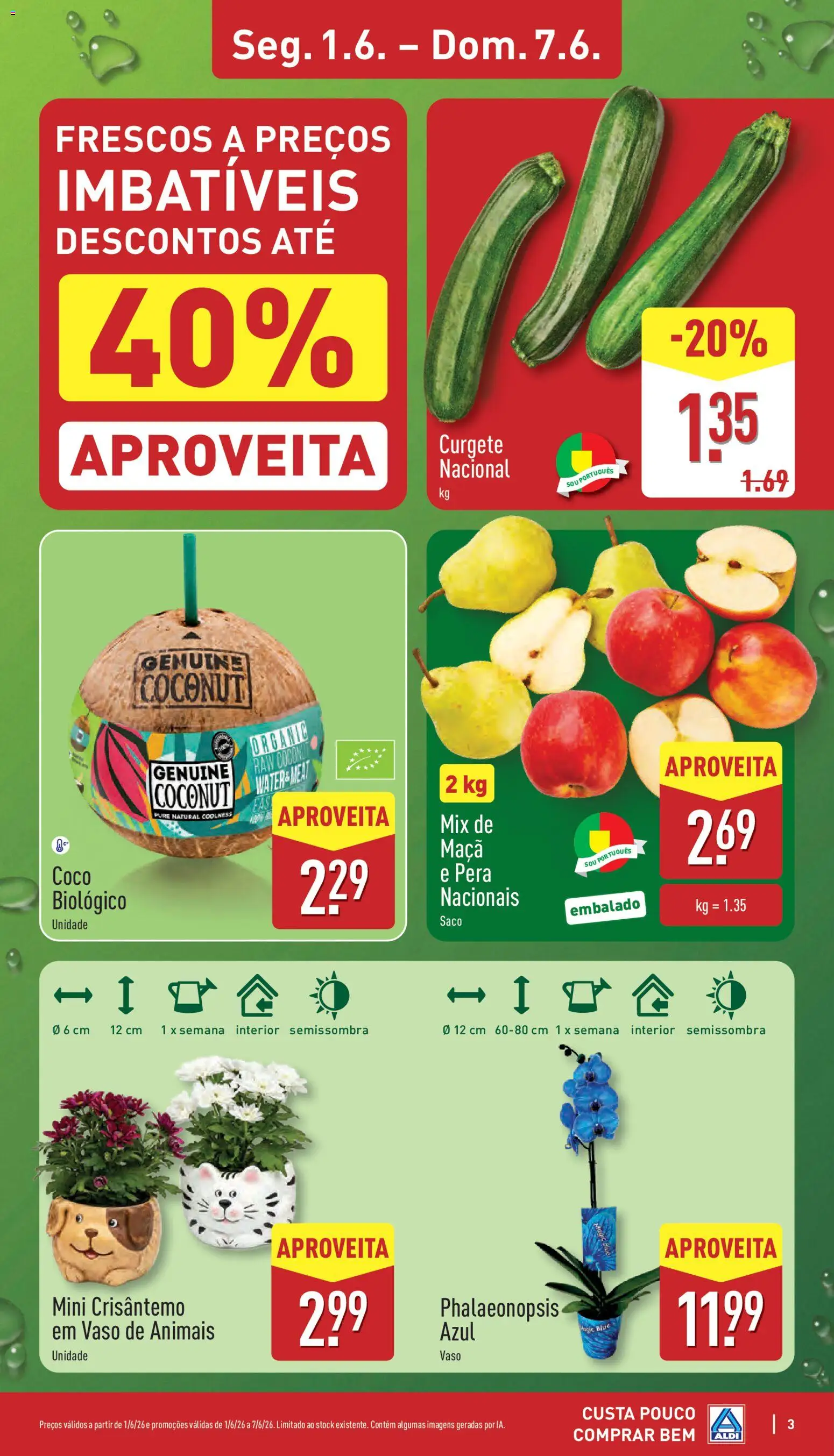 Aldi folheto │ válido de 01.06.2026 | Página: 3 | Produtos: Curgete, Maça, Vaso