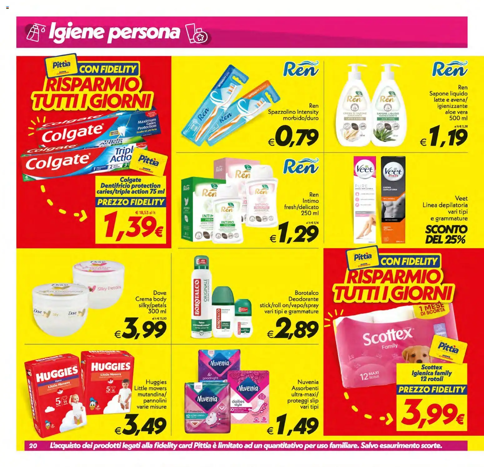 Volantino SuperConveniente del 19/06/2026 | Pagina: 20 | Prodotti: Pannolini, Spazzolino, Proteggi slip, Latte