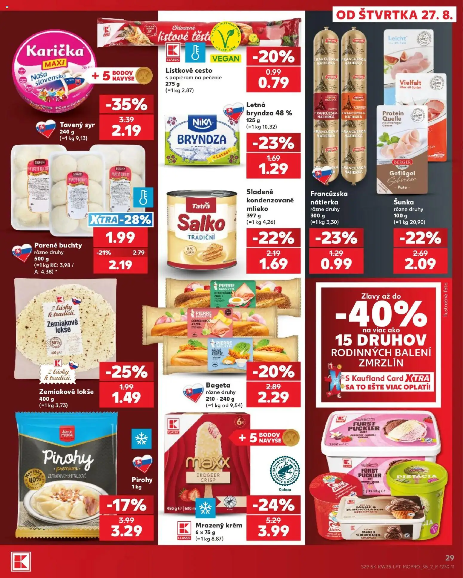 Kaufland SK akciós ujság - amely érvényes a következő dátumtól: 2026.08.27. | Oldal: 29 | Termékek: Krém, Bryndza, Protein, Kakaó