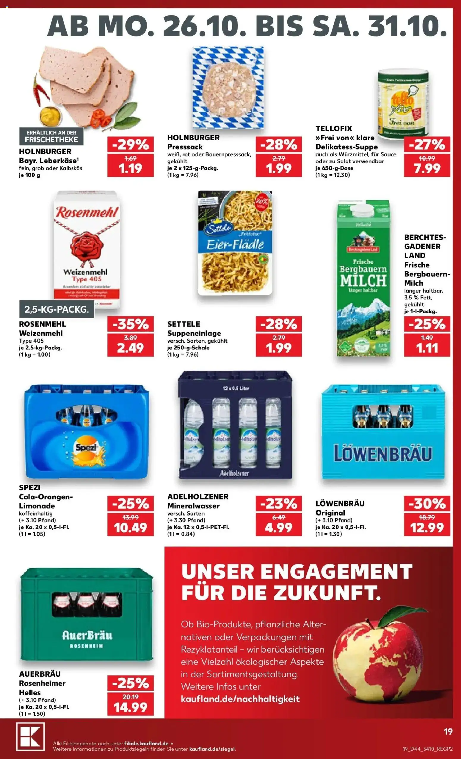 Prospekt Kaufland ab 26.10.2026 » Angebote Online zum Blättern | Seite: 23 | Produkte: Adelholzener, Limonade, Weizenmehl, Mineralwasser