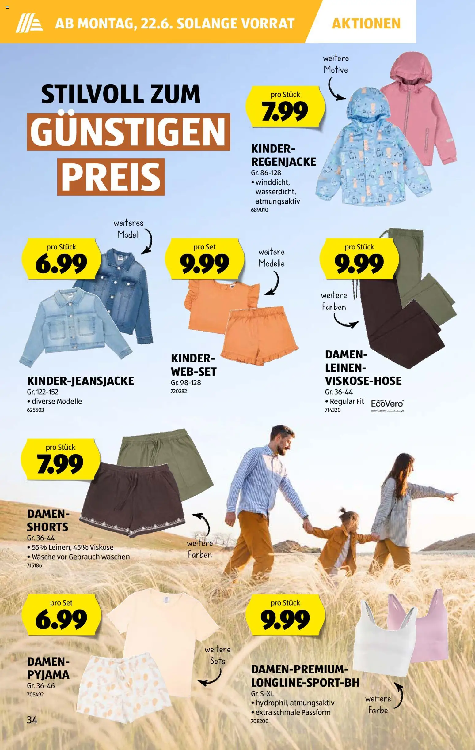 Aldi aktionen – gültig ab 18.06.2026 | Seite: 34 | Produkte: Pyjama, Regenjacke