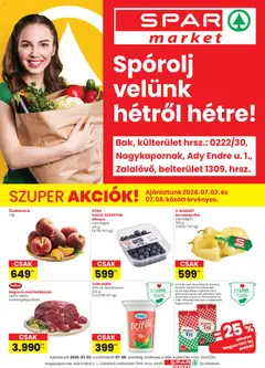 Spar Market Bak, Nagykapornak, Zalalövő szórólap - amely érvényes a következő dátumtól: 2026.07.02.