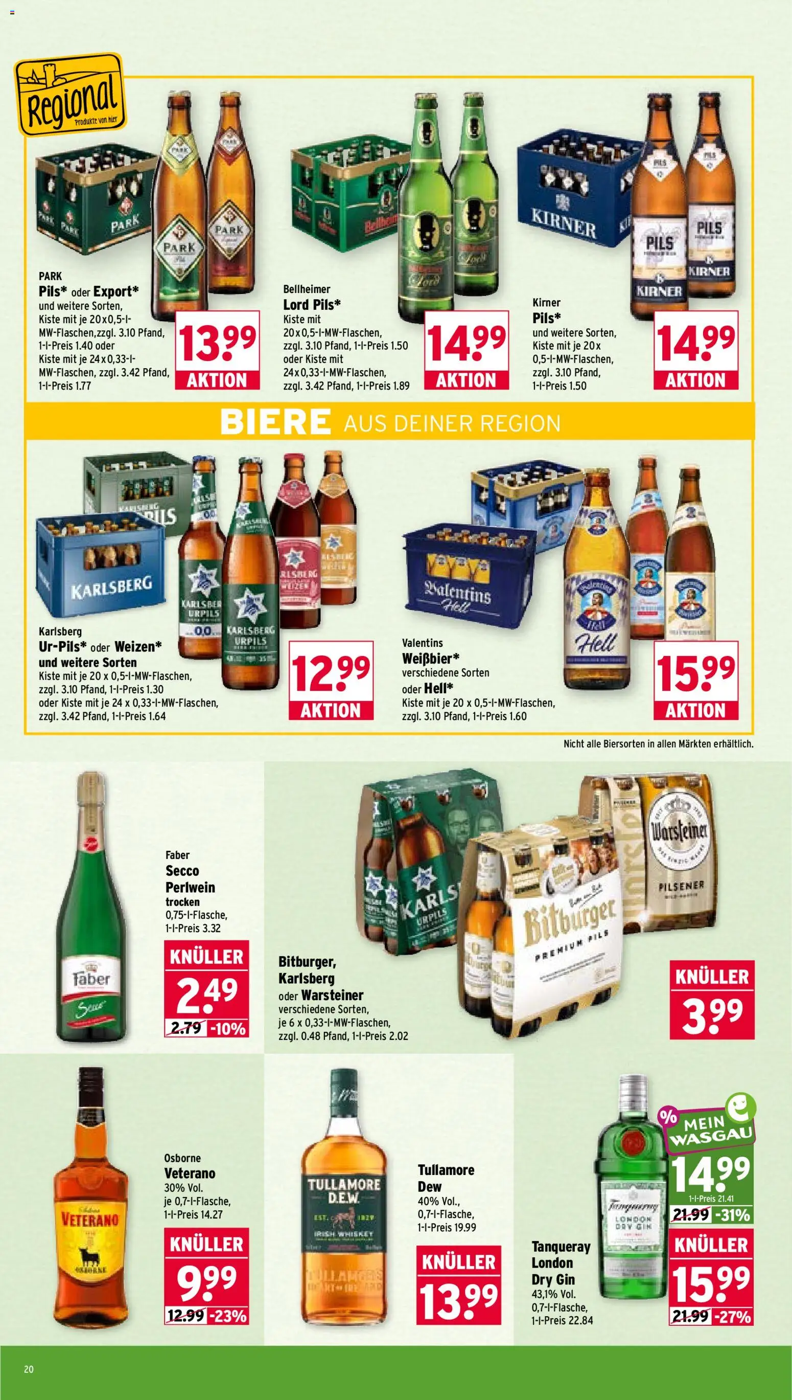 Wasgau Prospekt – gültig ab 31.08.2026 | Seite: 20 | Produkte: Carlsberg, Pils, Warsteiner, Whiskey