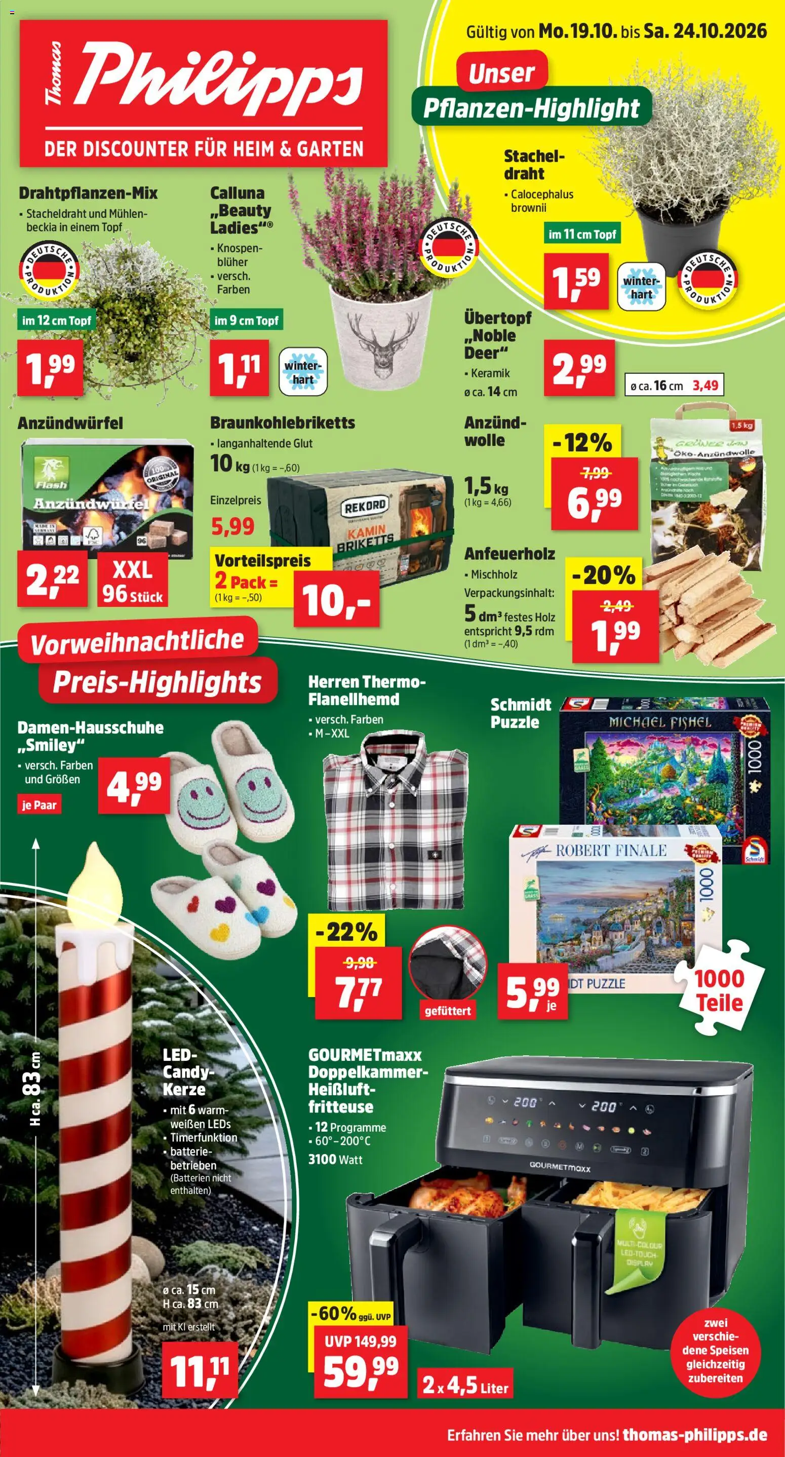 Thomas Philipps Prospekt – gültig ab 19.10.2026 | Seite: 1 | Produkte: Kamin, Batterien, Batterie, Fritteuse