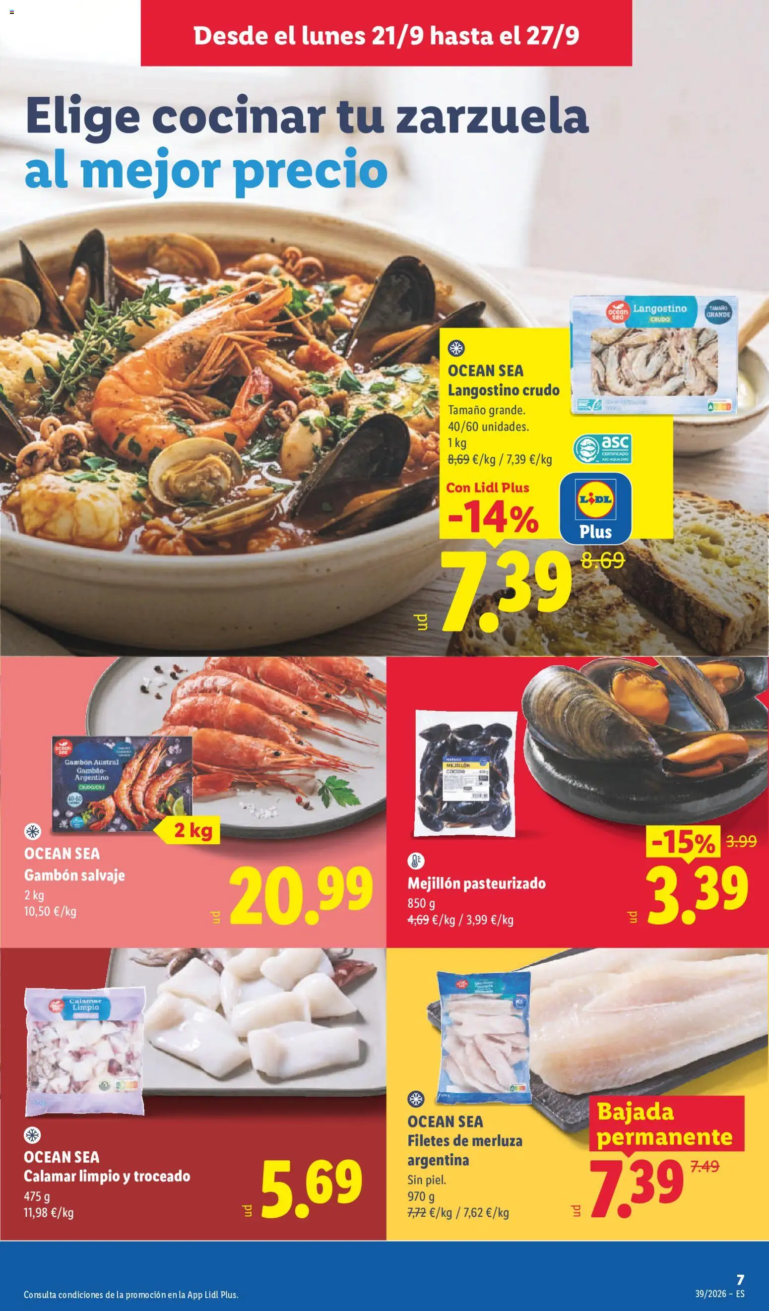 Lidl folleto │ válido desde el 21/09/2026 | Página: 9 | Productos: Filetes de merluza, Langostinos, Langostino