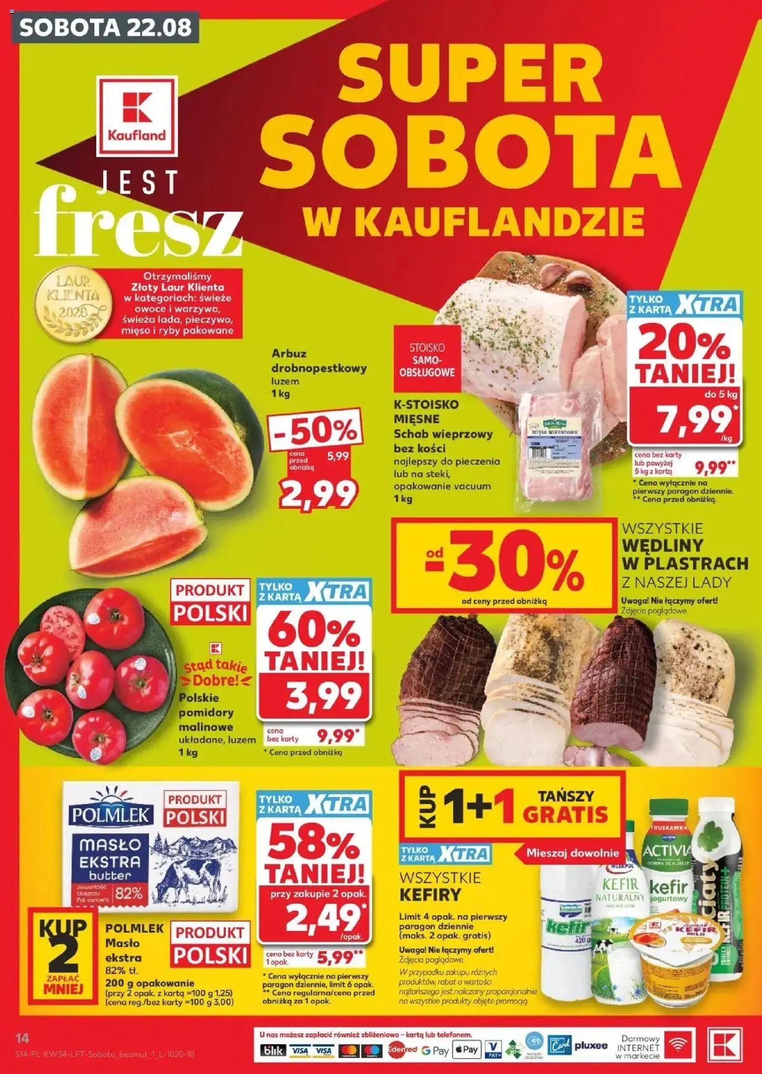Kaufland gazetka od 20.08.2026 - od jutra PDF | Strona: 14 | Produkty: Schab, Pomidory, Ryby, Owoce