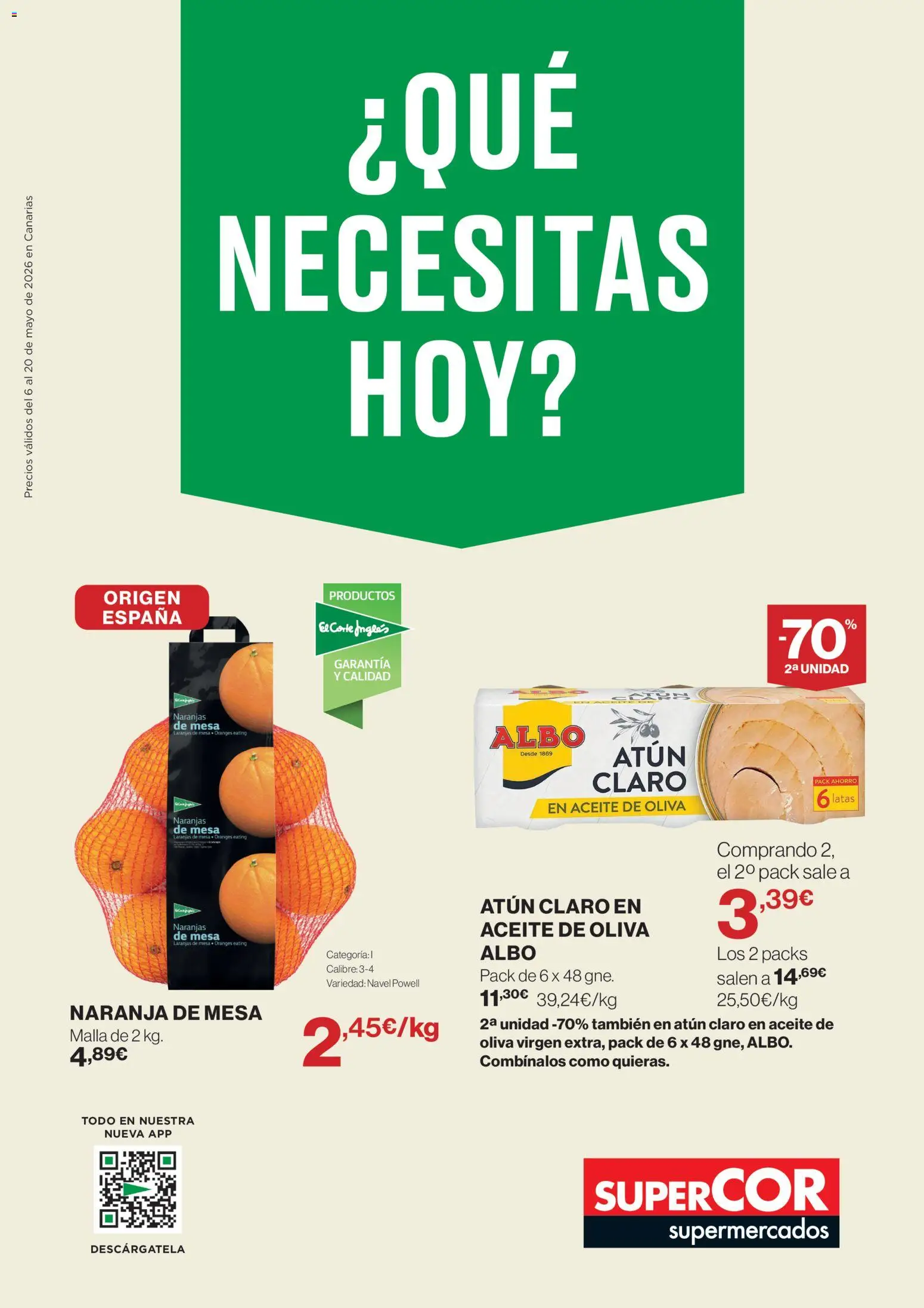 Supercor Canarias │ válido desde el 06.05.2026 | Página: 1 | Productos: Aceite, Naranjas, Mesa, Atún claro