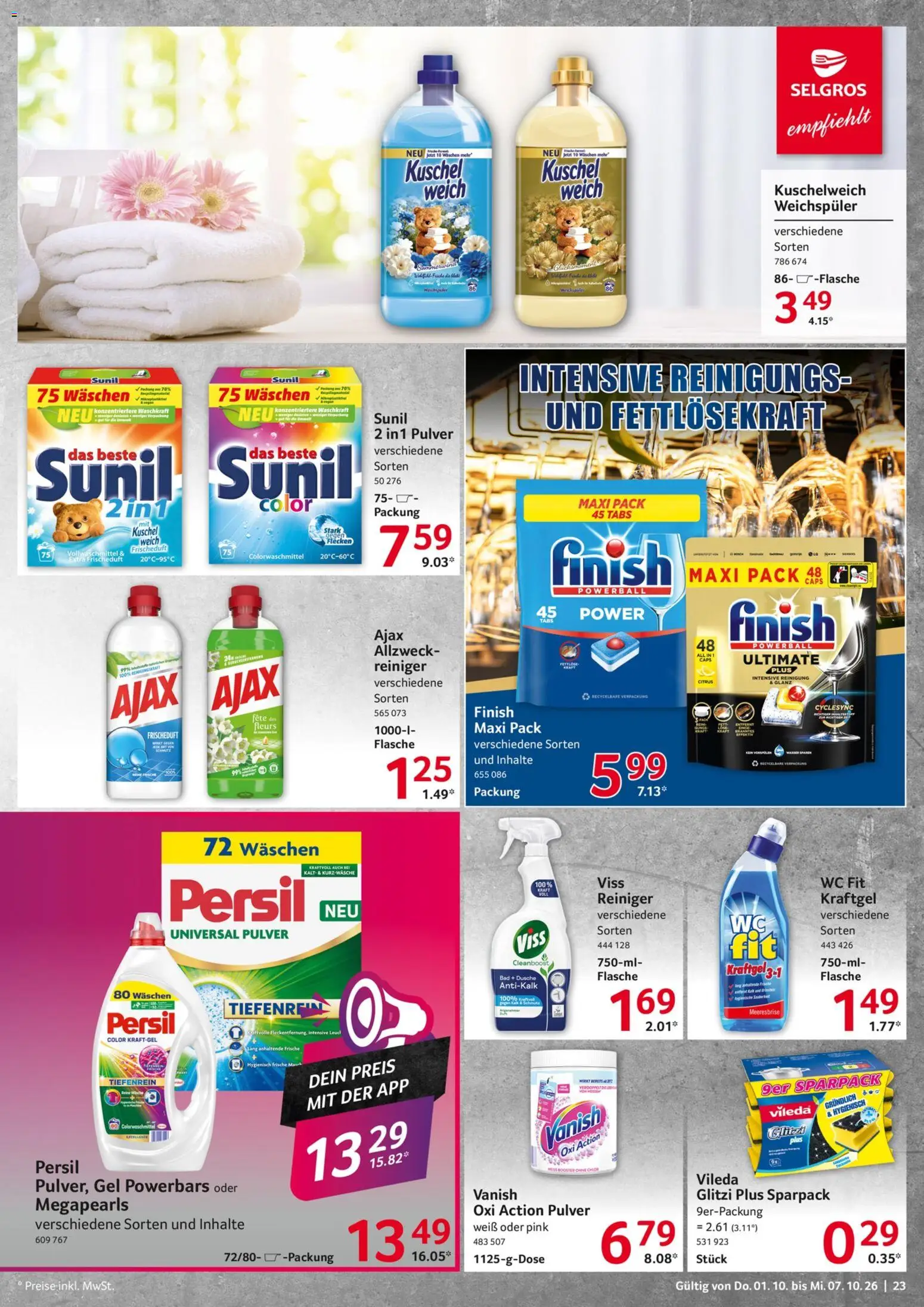 Selgros Prospekt – gültig ab 01.10.2026 | Seite: 23 | Produkte: Bad, Kuschelweich, Weichspüler, Persil