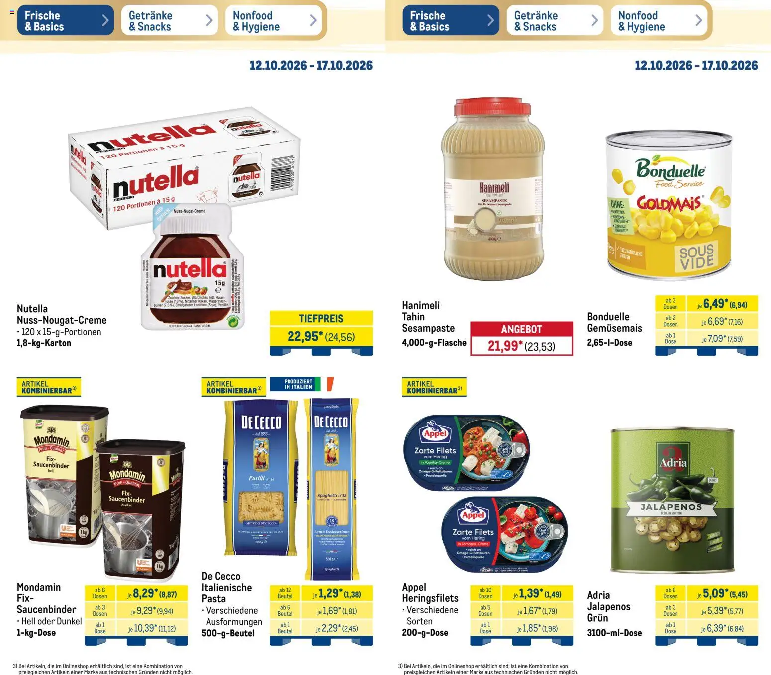 Metro Prospekt – gültig ab 12.10.2026 | Seite: 10 | Produkte: Spaghetti, Nutella, Pasta, Nüsse