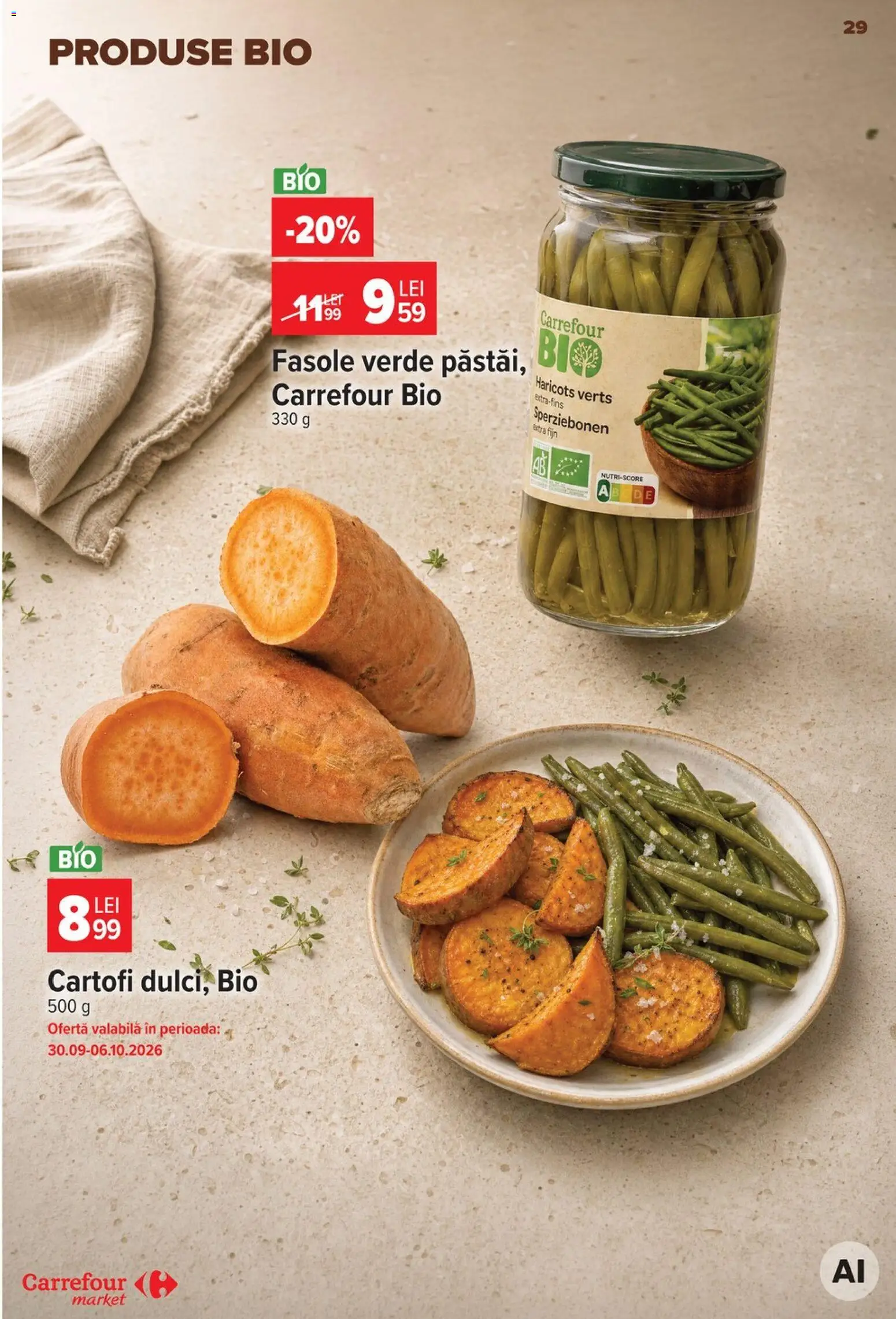 Noul catalog Carrefour – valabil de la 30.09.2026 | Pagină: 29 | Produse: Bio, Fasole verde, Cartofi