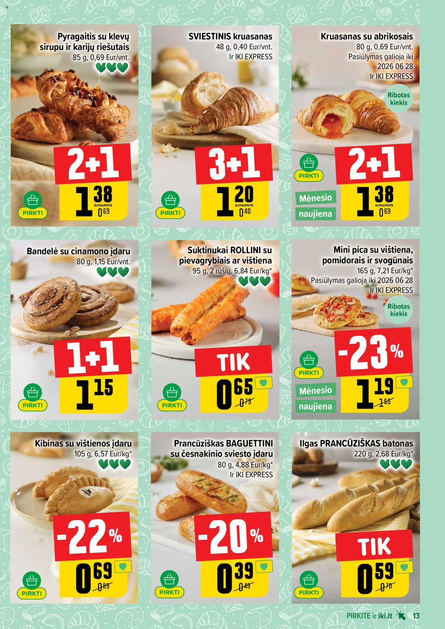 IKI akcijos nuo 08.06.2026 | Puslapis: 13 | Prekių: Vištienos, Bandelė, Pica, Vištiena