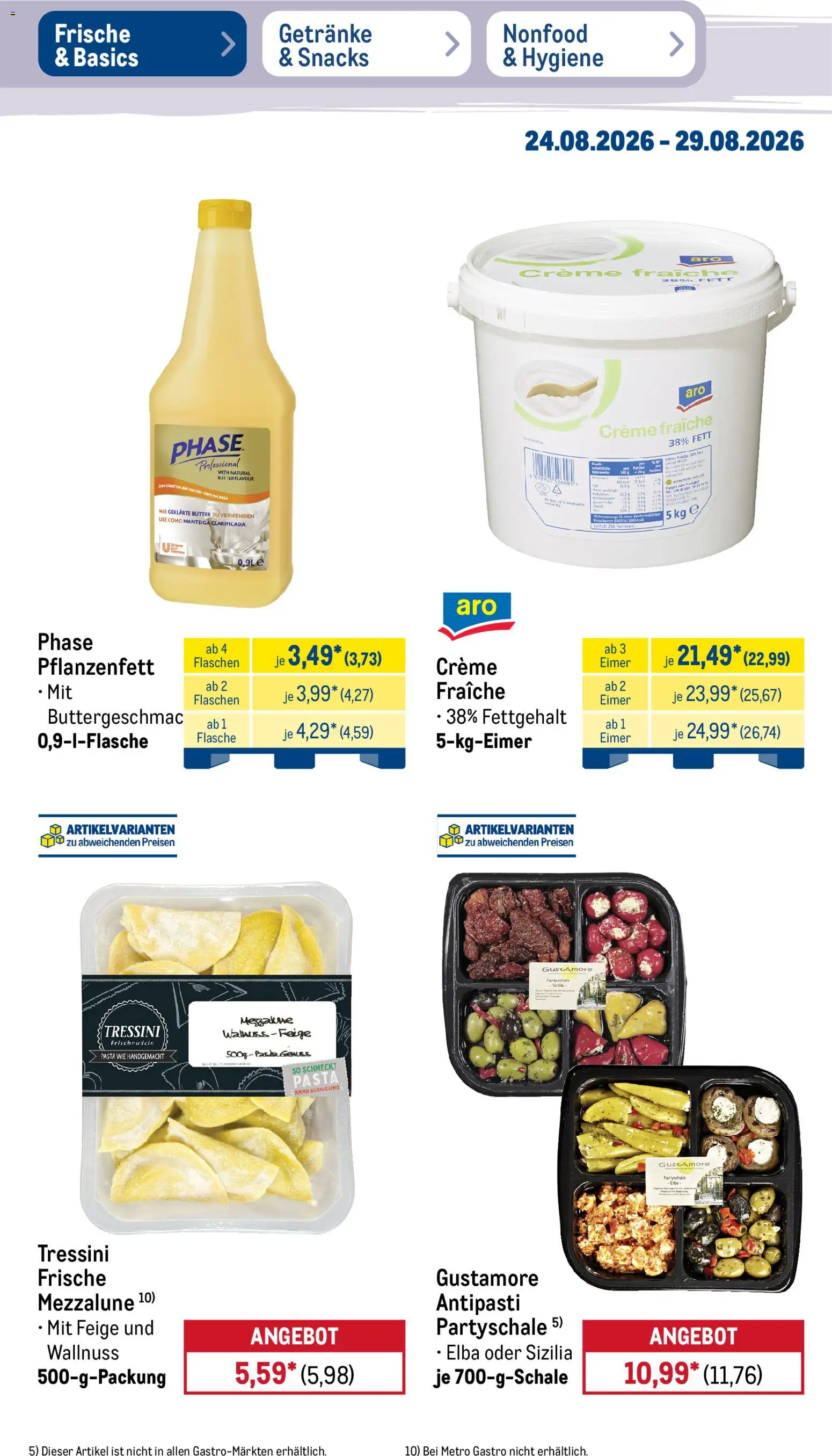 Metro Prospekt – gültig ab 24.08.2026 | Seite: 17 | Produkte: Butter, Creme, Pasta