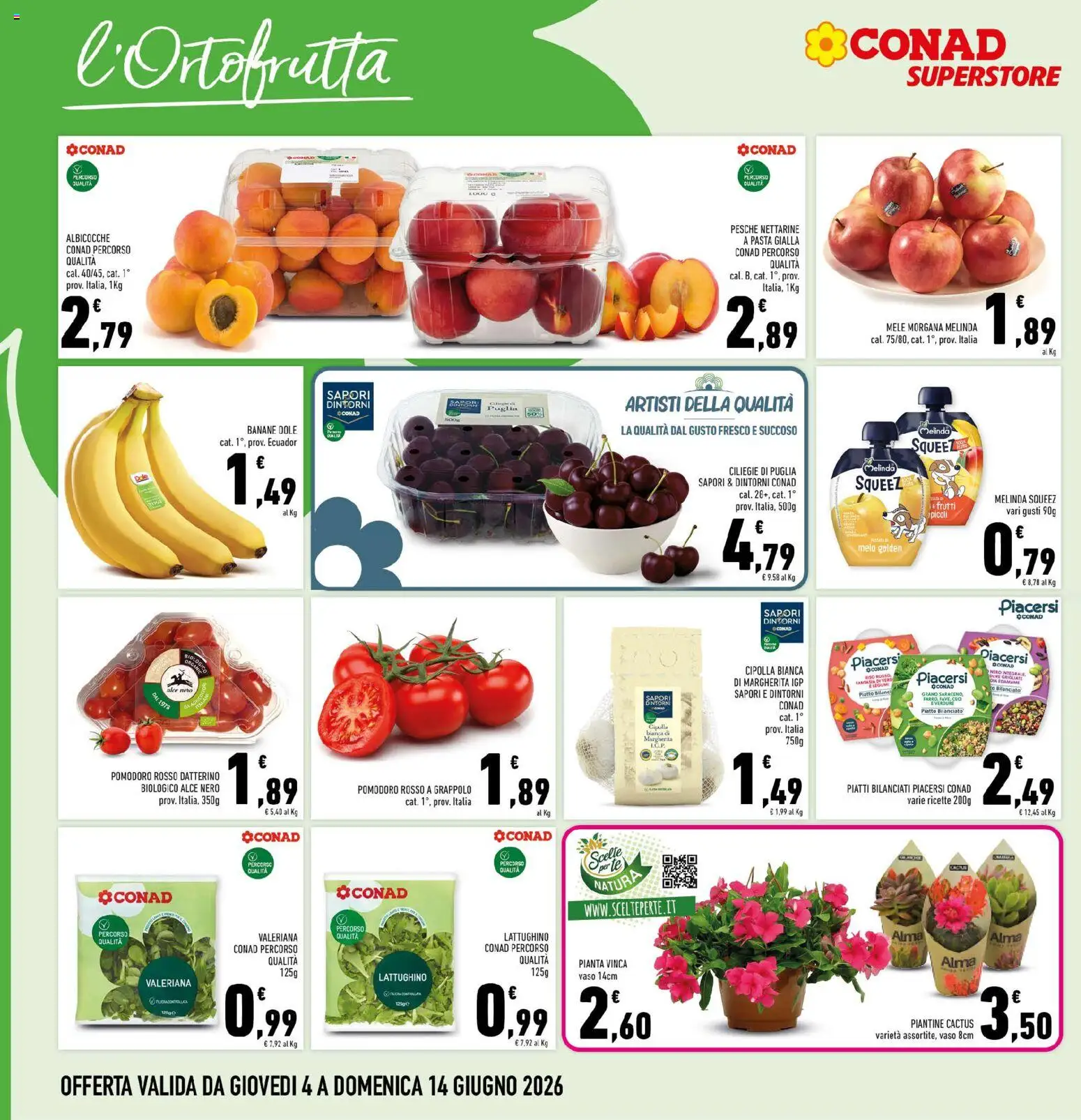 Volantino Conad del 04.06.2026 | Pagina: 8 | Prodotti: Valeriana, Mele, Tè, Pasta