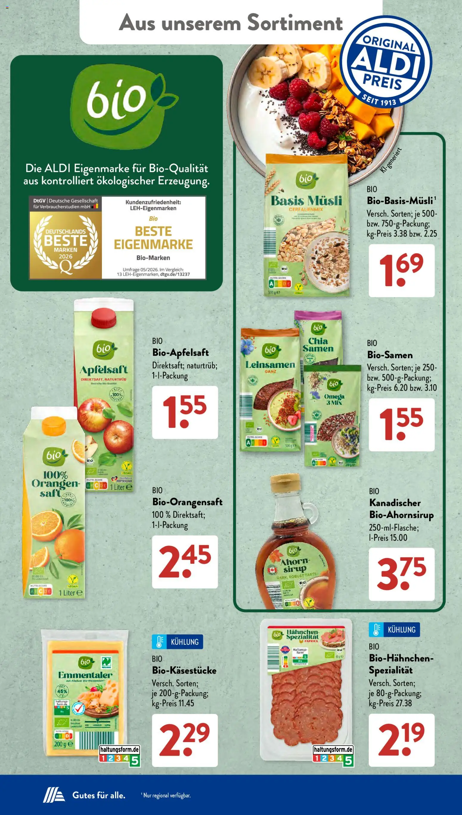 Aldi Süd Prospekt – gültig ab 03.08.2026 | Seite: 20 | Produkte: Musli, Hahnchen, Sirup, Paprika