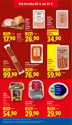 Náhled letáku PIKOK Vídeňské párky, Vídeňské párky, 400 g, 1 kg = 149,75 Kč od 28.05.2026 | Strana: 21 | Produkty: Zelí, Pomazánka, Vysočina, Pikok