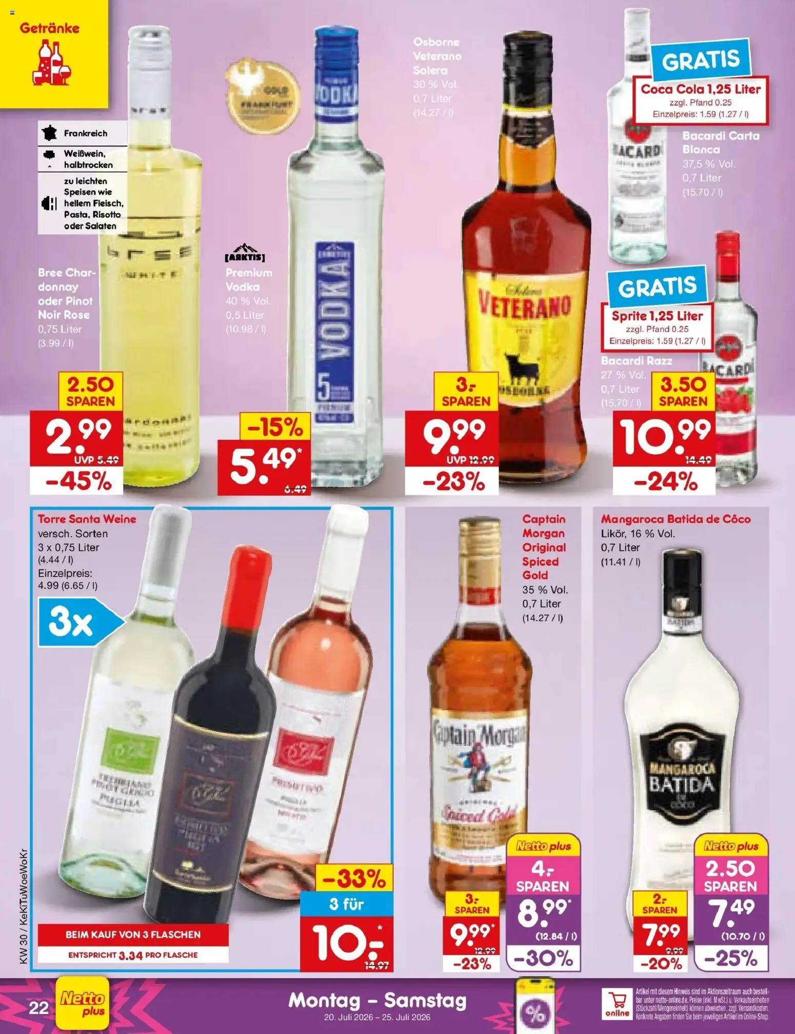 Netto Marken-Discount Prospekt Oberhaid – gültig ab 20.07.2026 | Seite: 38 | Produkte: Coca cola, Cola, Captain morgan, Vodka