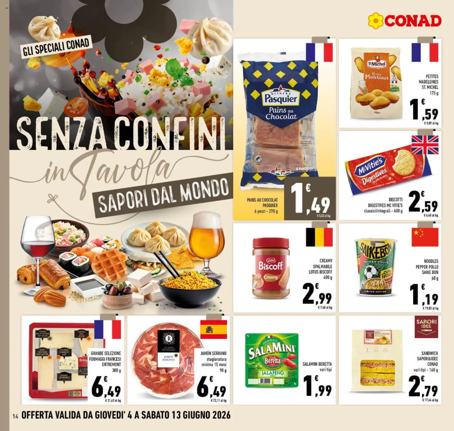 Volantino Conad del 04.06.2026 | Pagina: 14 | Prodotti: Pollo, Biscotti