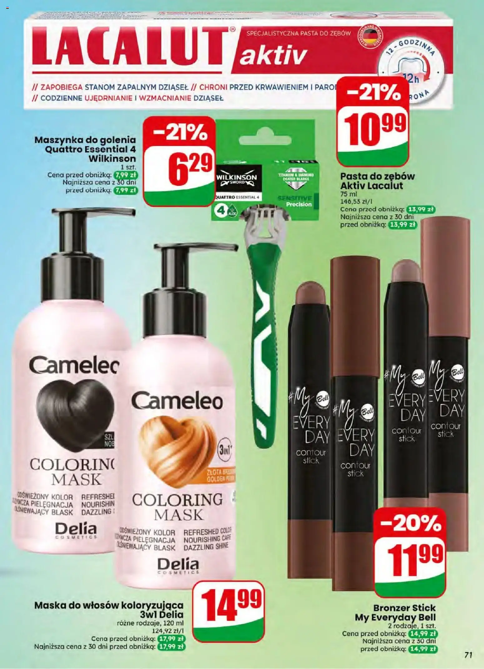 Dino gazetka od 08.07.2026 | Strona: 71 | Produkty: Maszynka do golenia, Bell, Lacalut, Pasta do zębów