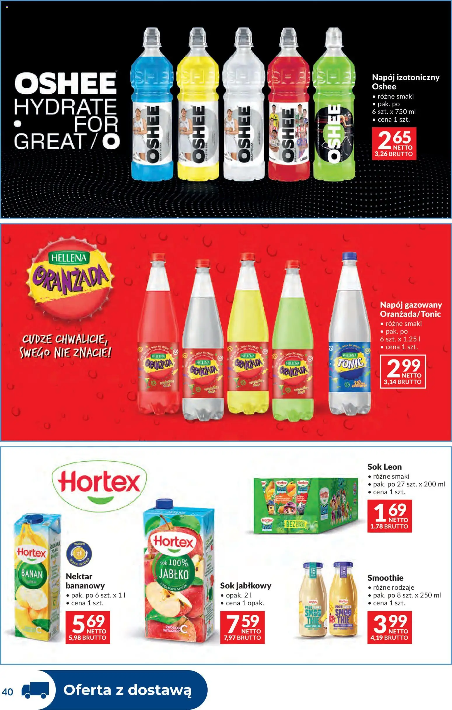 Makro gazetka - Dystrybucja do sklepów od 12.05.2026 | Strona: 40 | Produkty: Sok jabłkowy, Smoothie, Sok, Banan