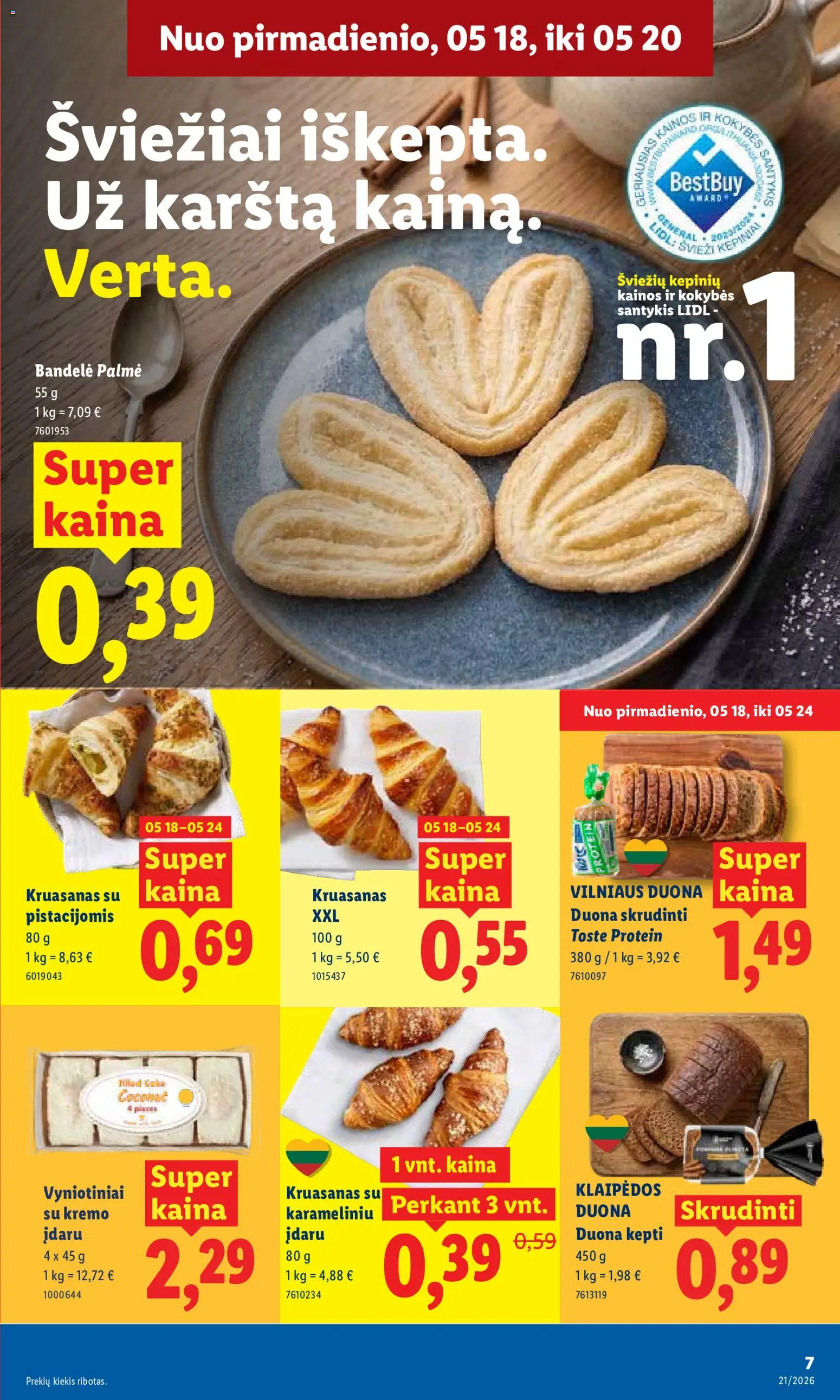 LIDL akcijos nuo 18.05.2026 | Puslapis: 7 | Prekių: Bandelė, Duona
