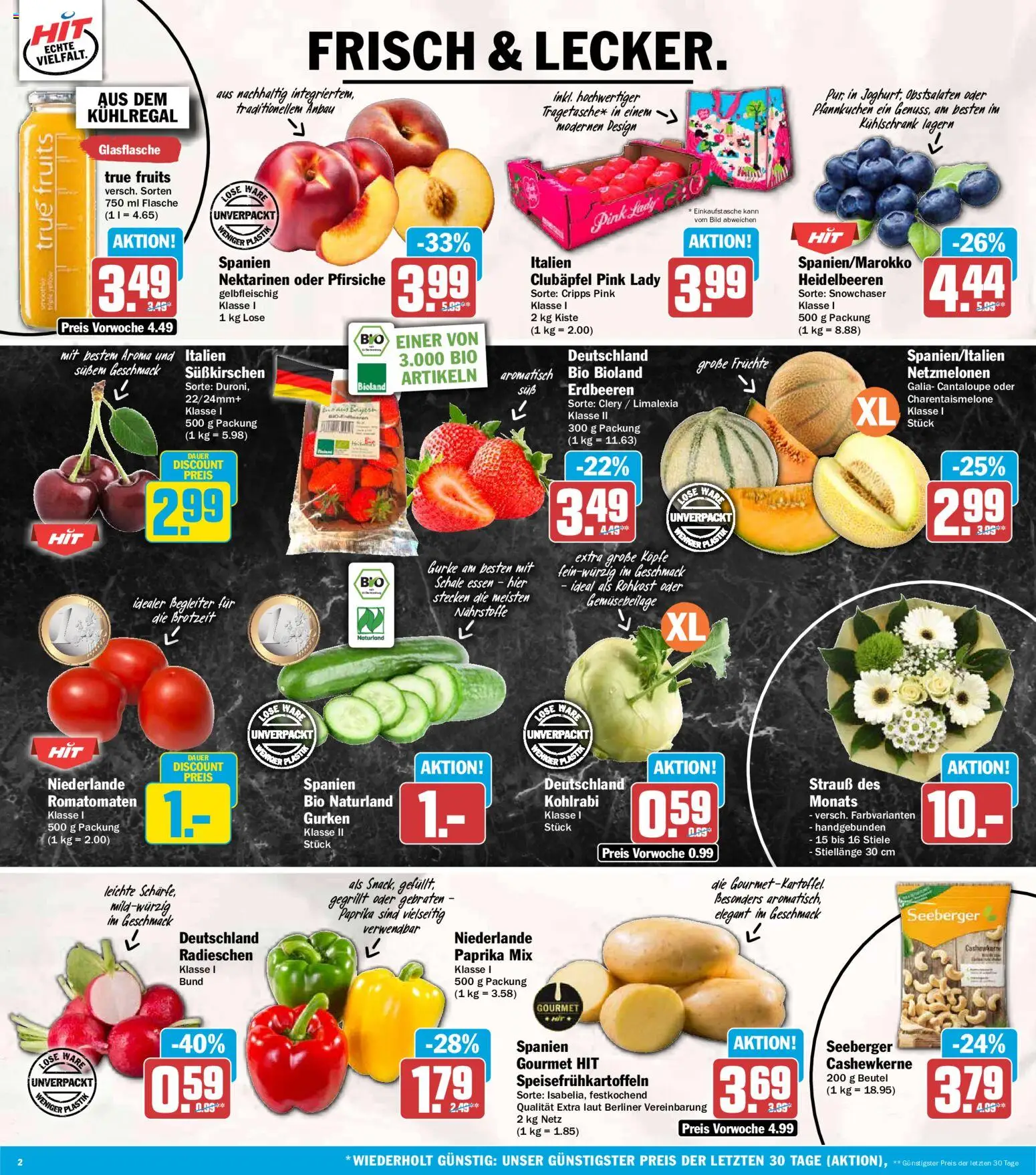 HIT Prospekt – gültig ab 08.06.2026 | Seite: 2 | Produkte: Nektarinen, Kühlschrank, Heidelbeeren, Gurken