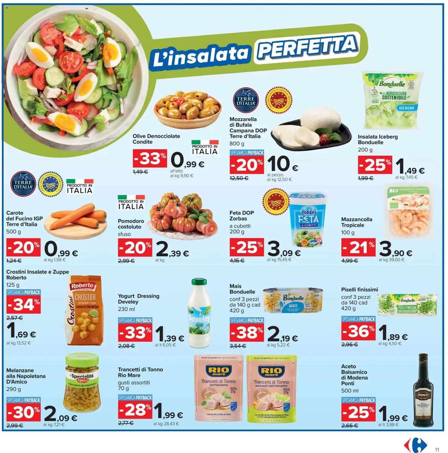 Volantino Carrefour del 13/07/2026 | Pagina: 11 | Prodotti: Insalata, Zucchero, Aceto, Gioco