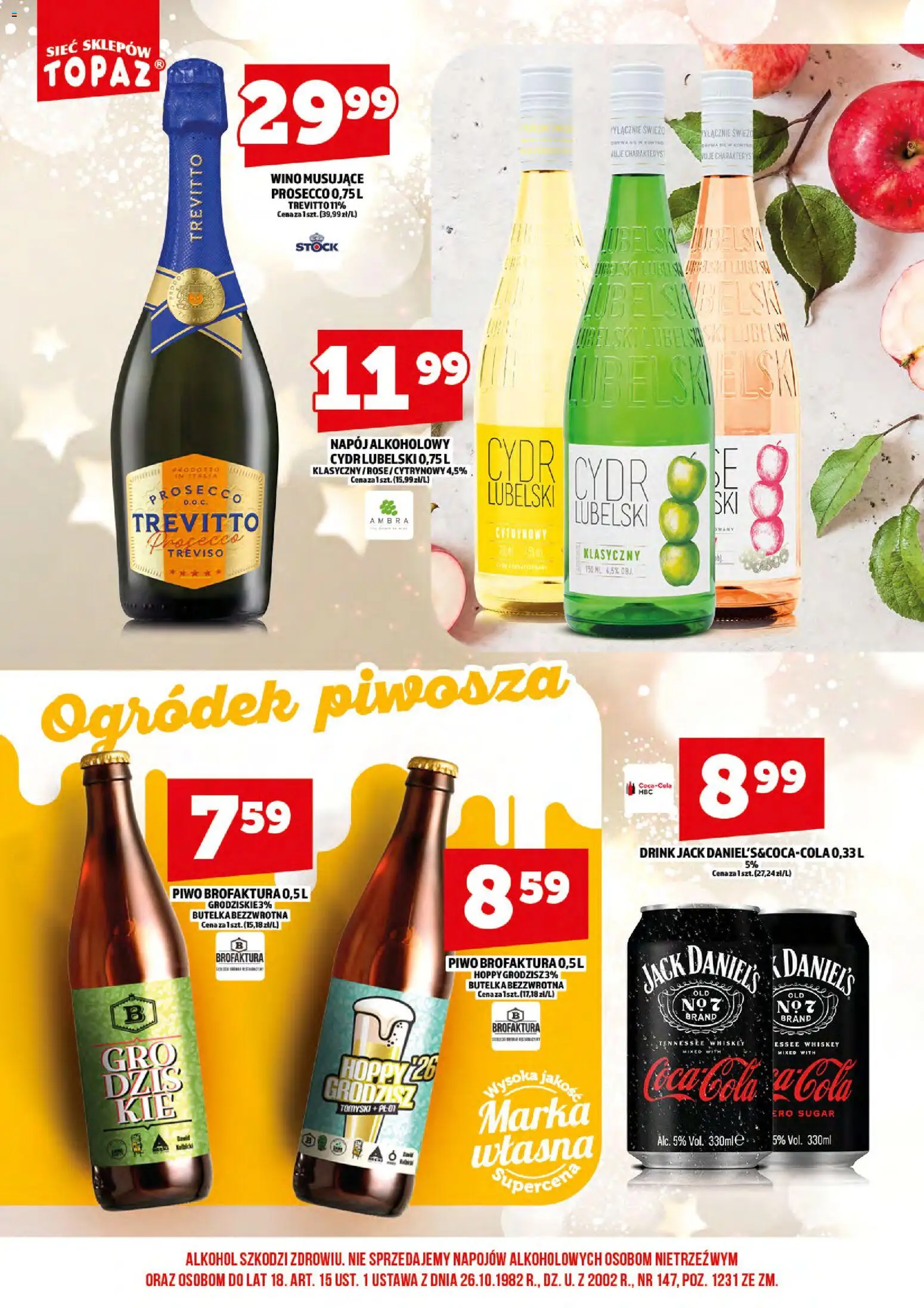 Topaz gazetka alkoholowa od 17.07.2026 | Strona: 14 | Produkty: Coca cola, Jack Daniel's, Piwo, Prosecco