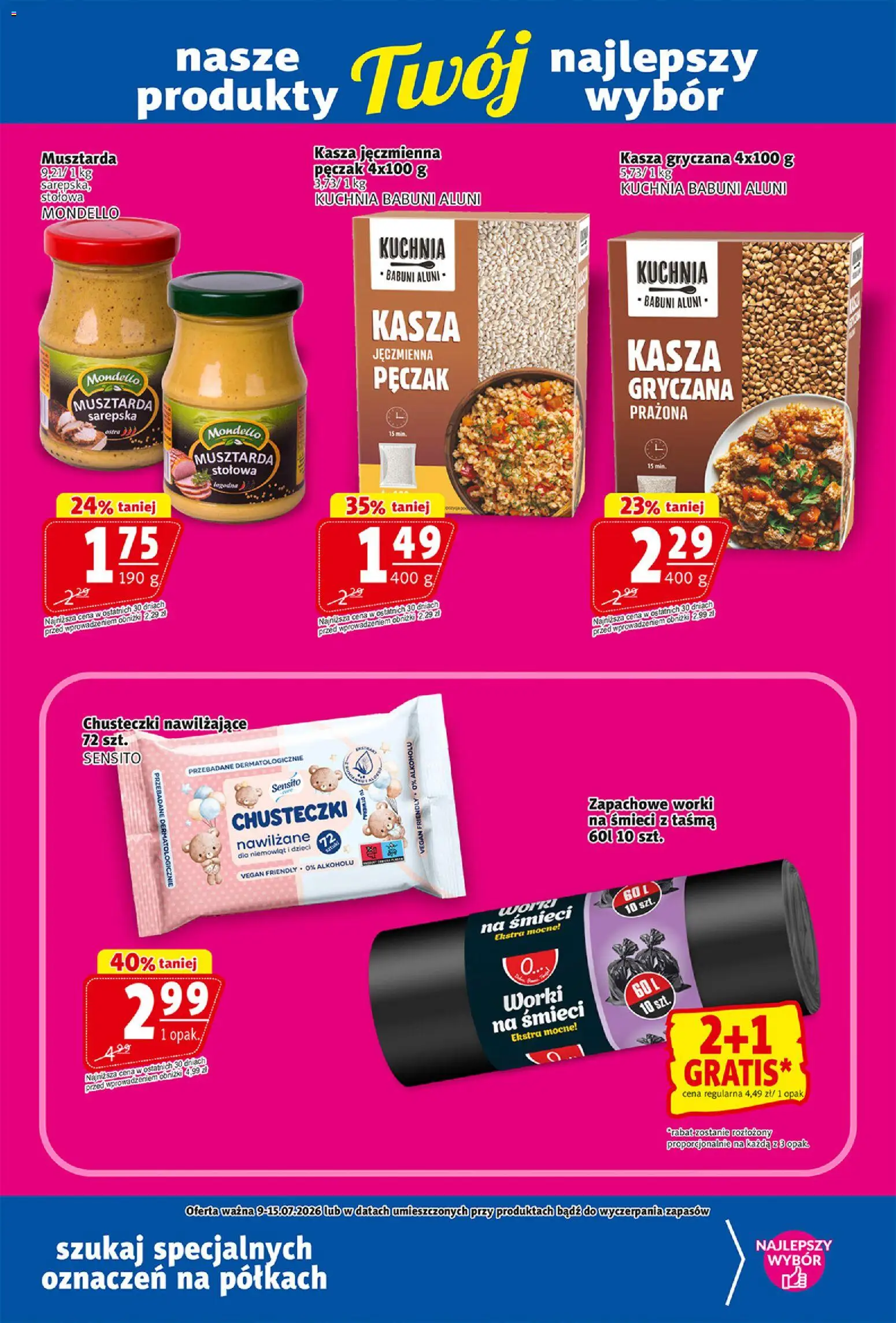 Prim Market gazetka od 09.07.2026 | Strona: 18 | Produkty: Kasza, Kasza jęczmienna, Kasza gryczana, Musztarda