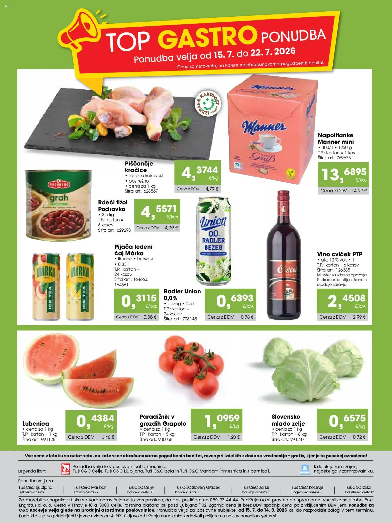Novi Tuš katalog ponudbe – veljaven od 15.07.2026 | Stran: 24 | Izdelki: Vino, Paradiznik, Zelje, Grah