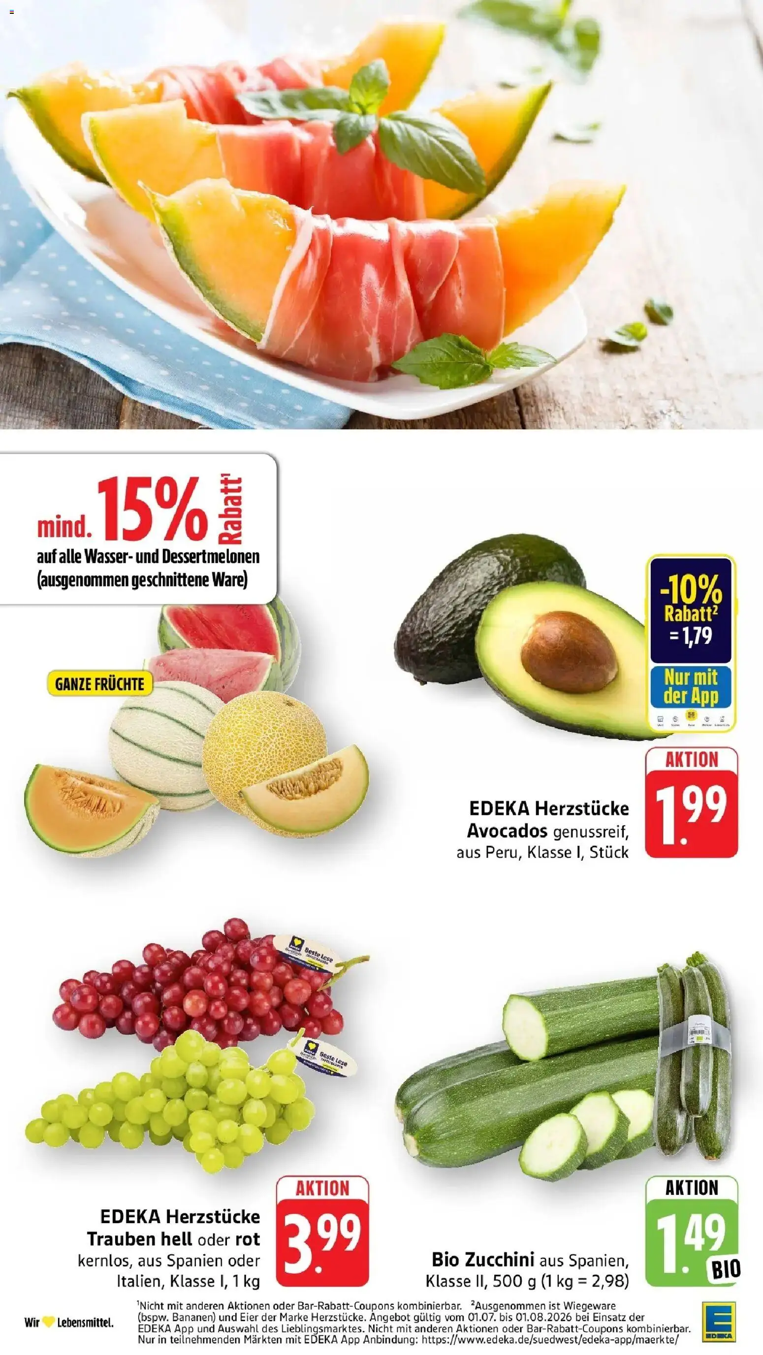 Edeka Prospekt Freiburg – gültig ab 27.07.2026 | Seite: 10 | Produkte: Eier, Trauben, Bananen, Wasser