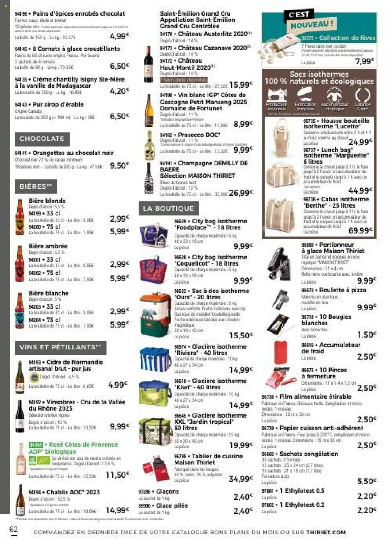 {H1} | Page: 62 | Produits: Glace, Tablier, Bière, Kiwi