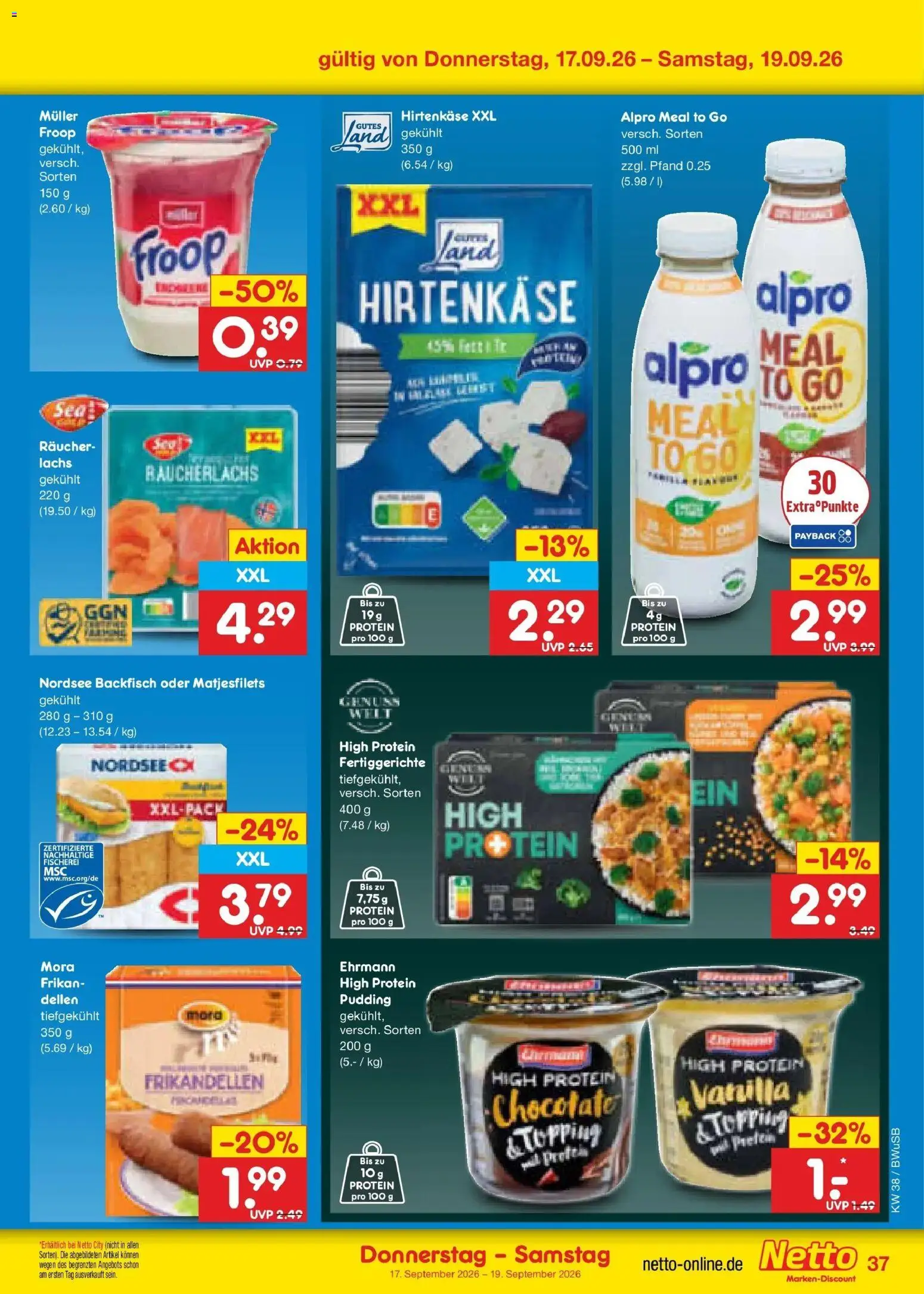 Netto Marken-Discount Prospekt Bielefeld – gültig ab 14.09.2026 | Seite: 51 | Produkte: Froop, Pudding, Räucherlachs, Fertiggerichte