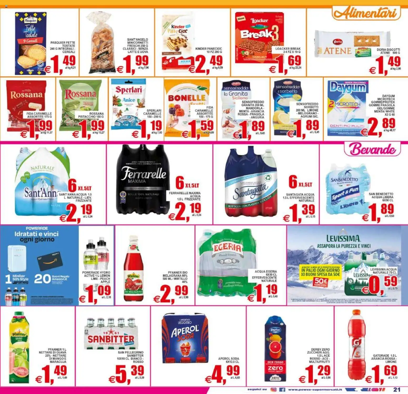 Volantino Pewex del 22/07/2026 | Pagina: 21 | Prodotti: Acqua, Limone, Agrumi, Ferrarelle