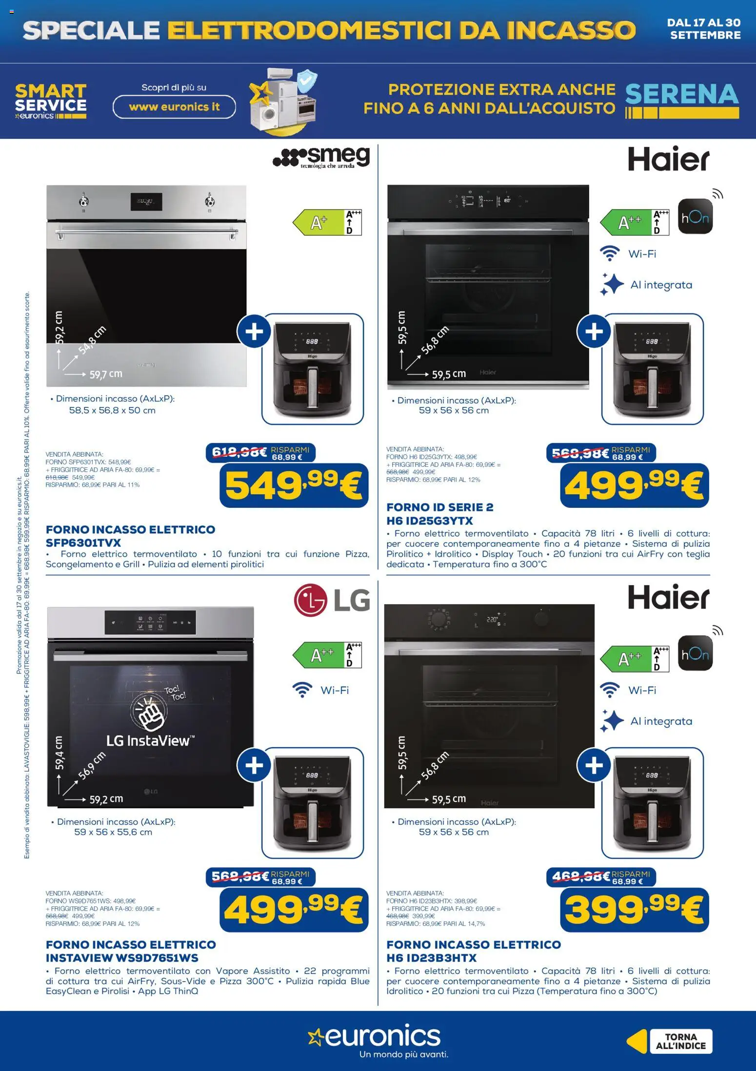 Volantino Euronics del 17/09/2026 | Pagina: 9 | Prodotti: Teglia, Pizza, Lavastoviglie, Forno elettrico
