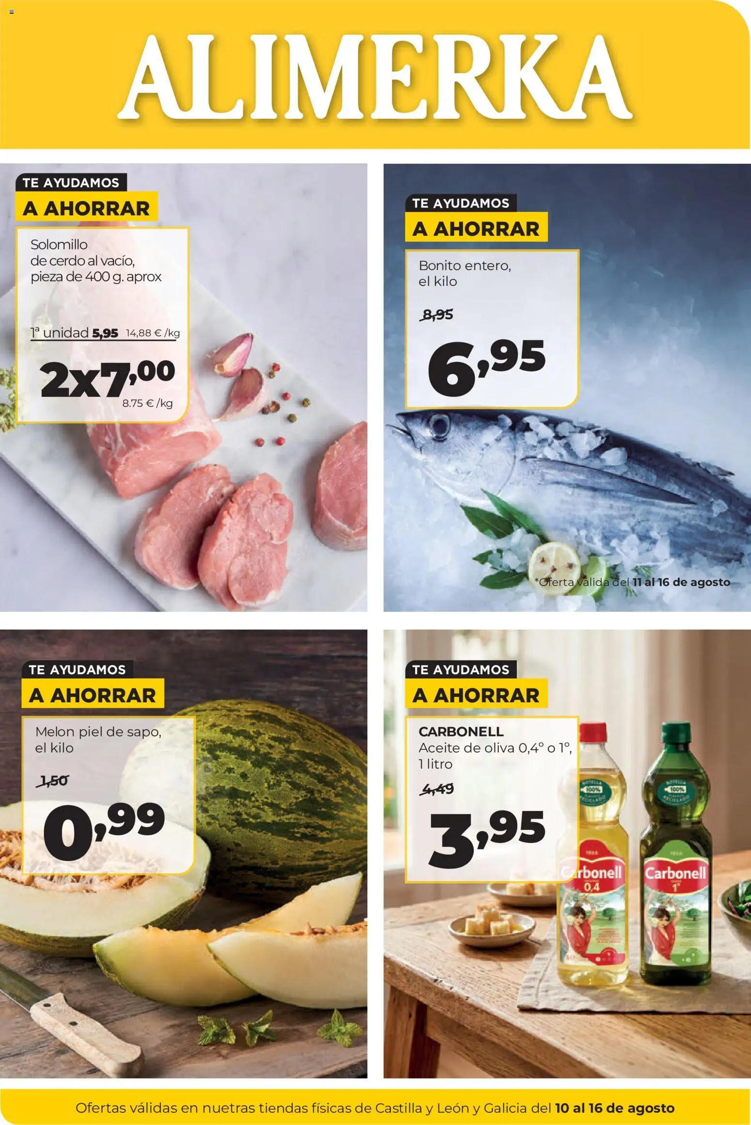 Alimerka folleto Castilla y León │ válido desde el 10/08/2026 | Página: 1 | Productos: Solomillo de cerdo, Cerdo, Té, Aceite de oliva