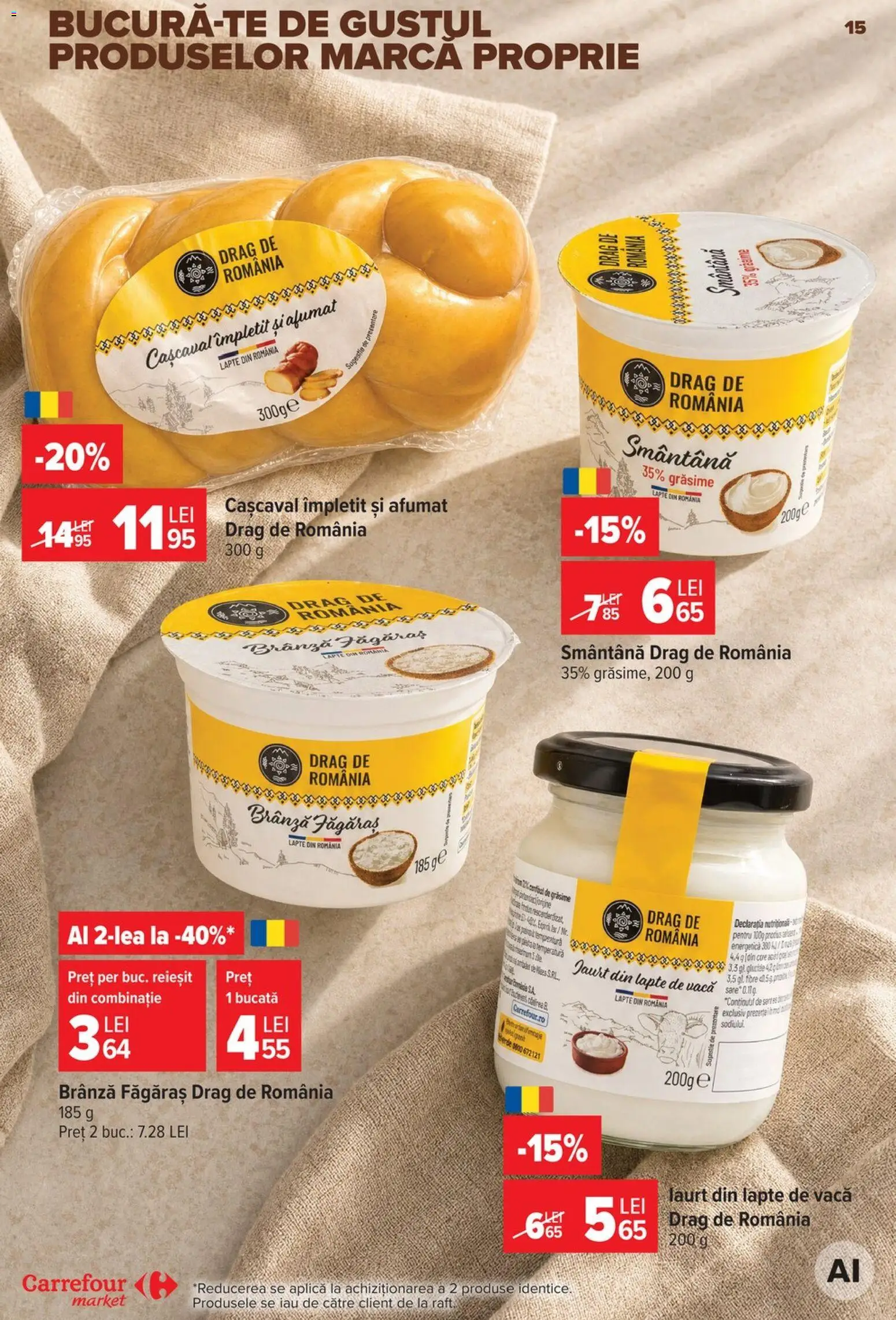 Noul catalog Carrefour – valabil de la 19.08.2026 | Pagină: 15 | Produse: Aplică, Cașcaval, Brânză, Gin
