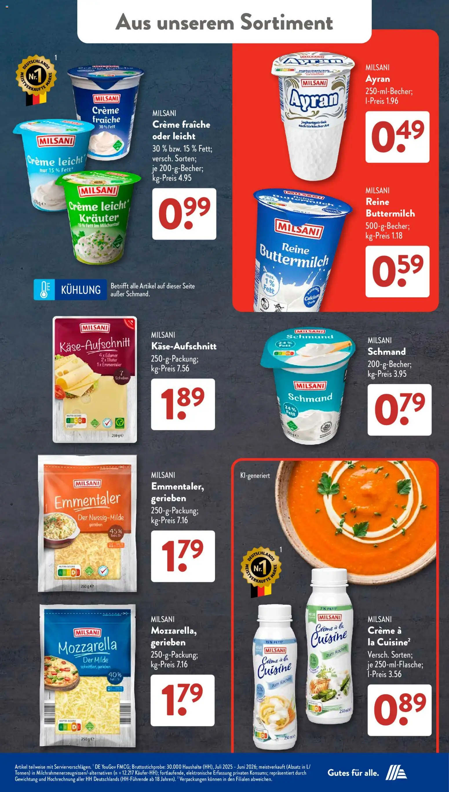 Aldi Süd Prospekt – gültig ab 02.11.2026 | Seite: 20 | Produkte: Buttermilch, Mozzarella, Creme, Edamer