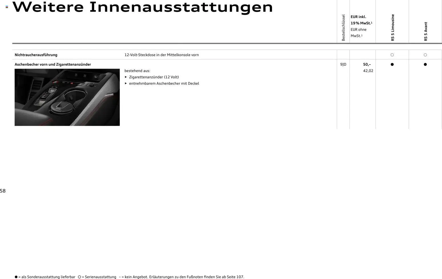 Audi RS 5 Limousine / RS 5 Avant – gültig ab 01.04.2026 | Seite: 58