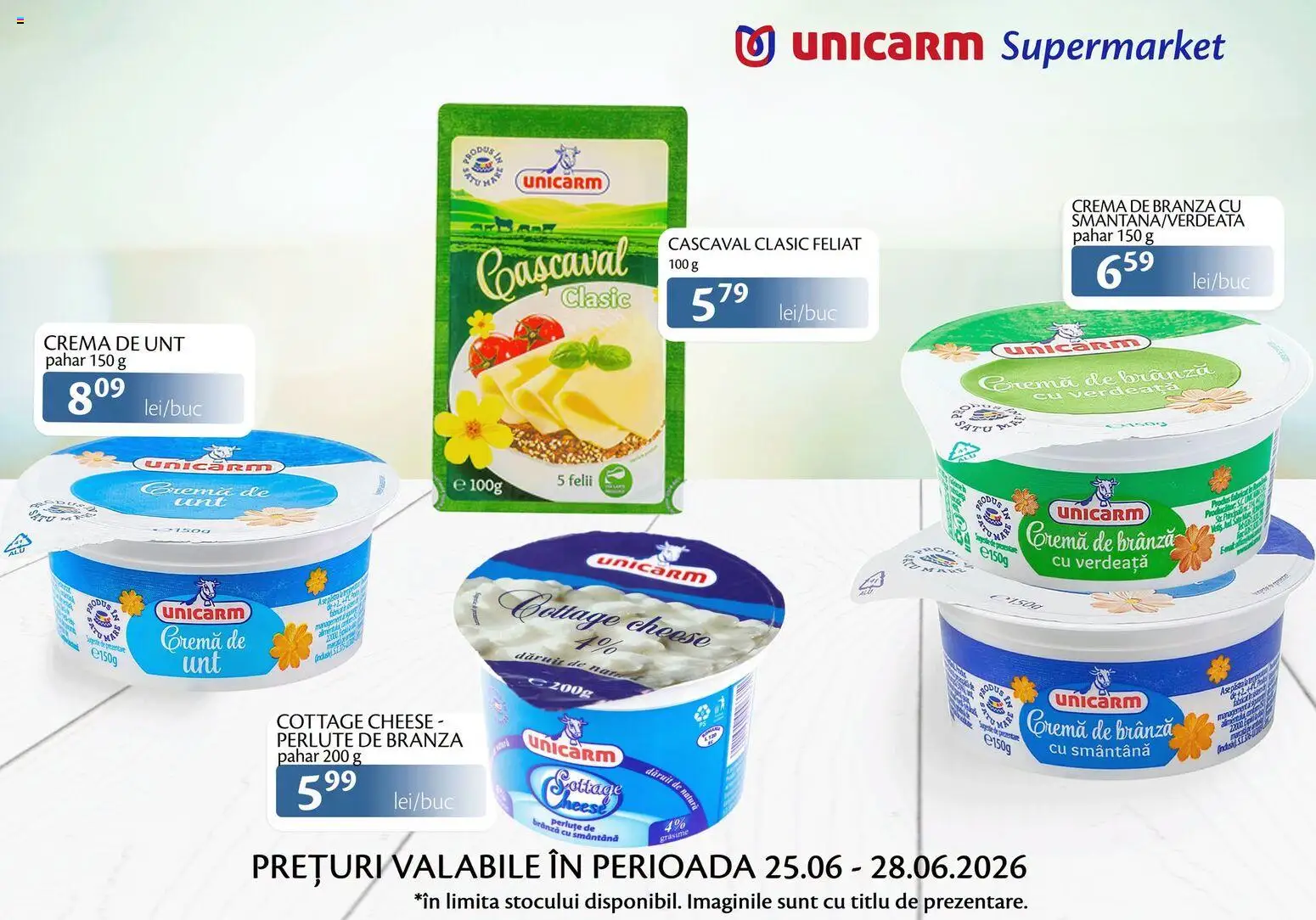 Noul catalog Unicarm – valabil de la 25.06.2026 | Pagină: 4 | Produse: Duș, Cremă, Cremă de brânză, Verdeață