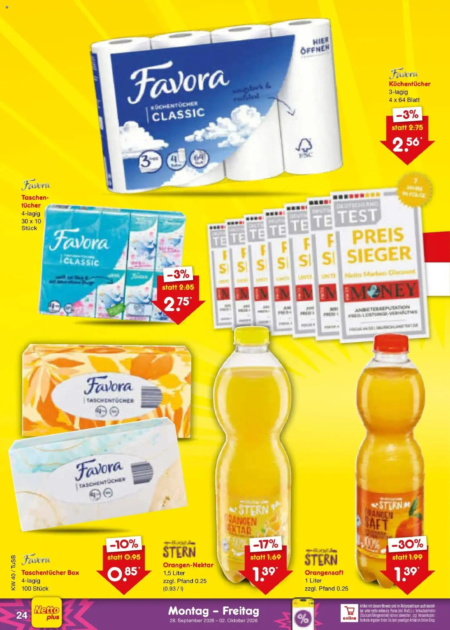 Netto Marken-Discount Prospekt Sindelfingen – gültig ab 28.09.2026 | Seite: 34 | Produkte: Taschen, Box, Orangensaft, Saft