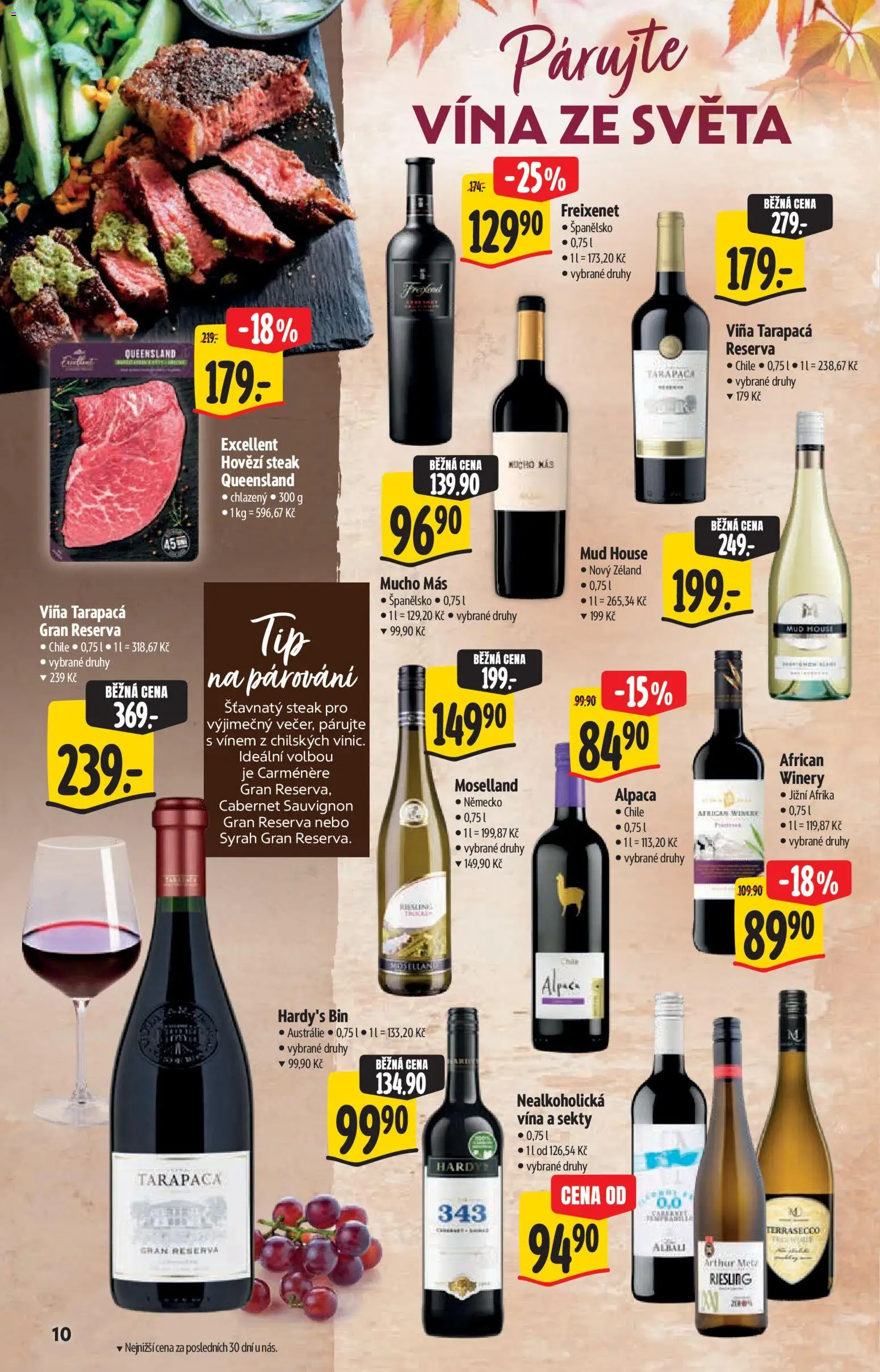 Albert katalog - Hypermarket - Víno od 09.09.2026 | Strana: 10 | Produkty: Hovězí steak Queensland, Tarapaca, Hovězí steak, Riesling