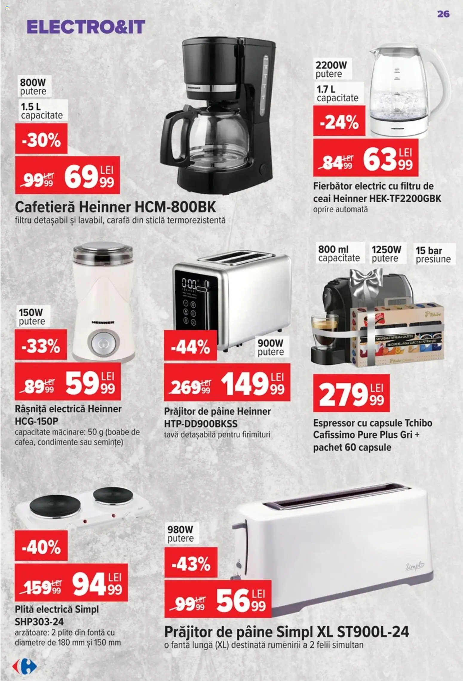 Noul catalog Carrefour – valabil de la 09.09.2026 | Pagină: 26 | Produse: Espressor, Plită, Pâine, Condimente