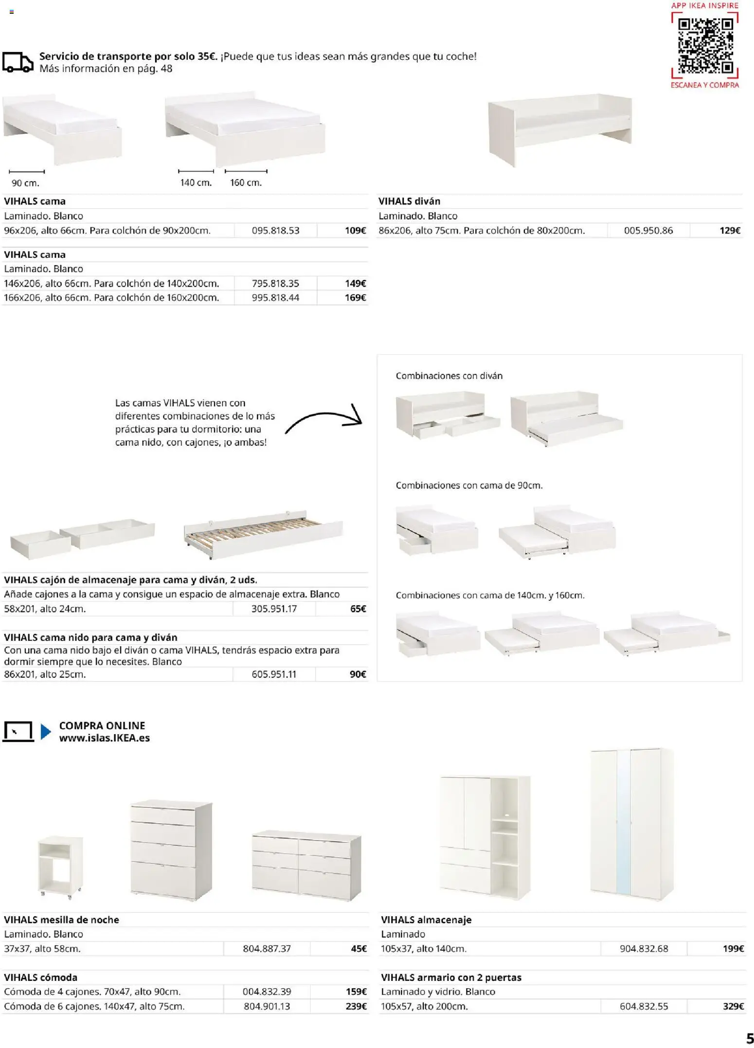 Catálogo IKEA Muebles para el dormitorio │ válido desde el 01/02/2026 | Página: 5 | Productos: Cama, Almacenaje, Mesilla de noche, Puertas